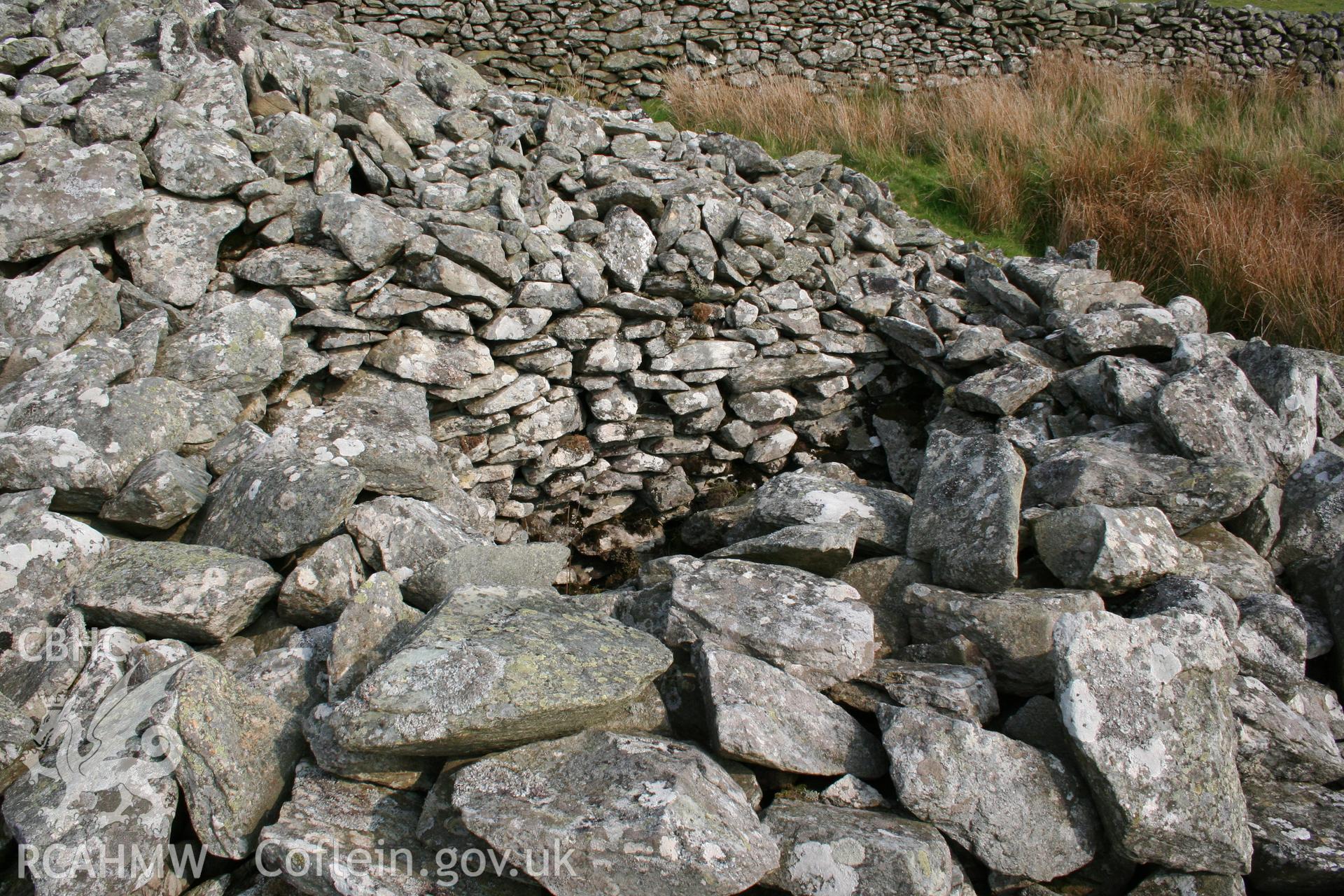 Detail showing a section of cairn walling.