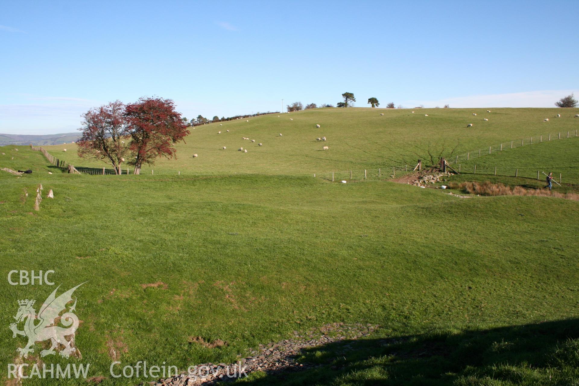 Pen'r-allt hillfort:view looking north-east from the Inner Rampart of the hillfort, across the entrance defences