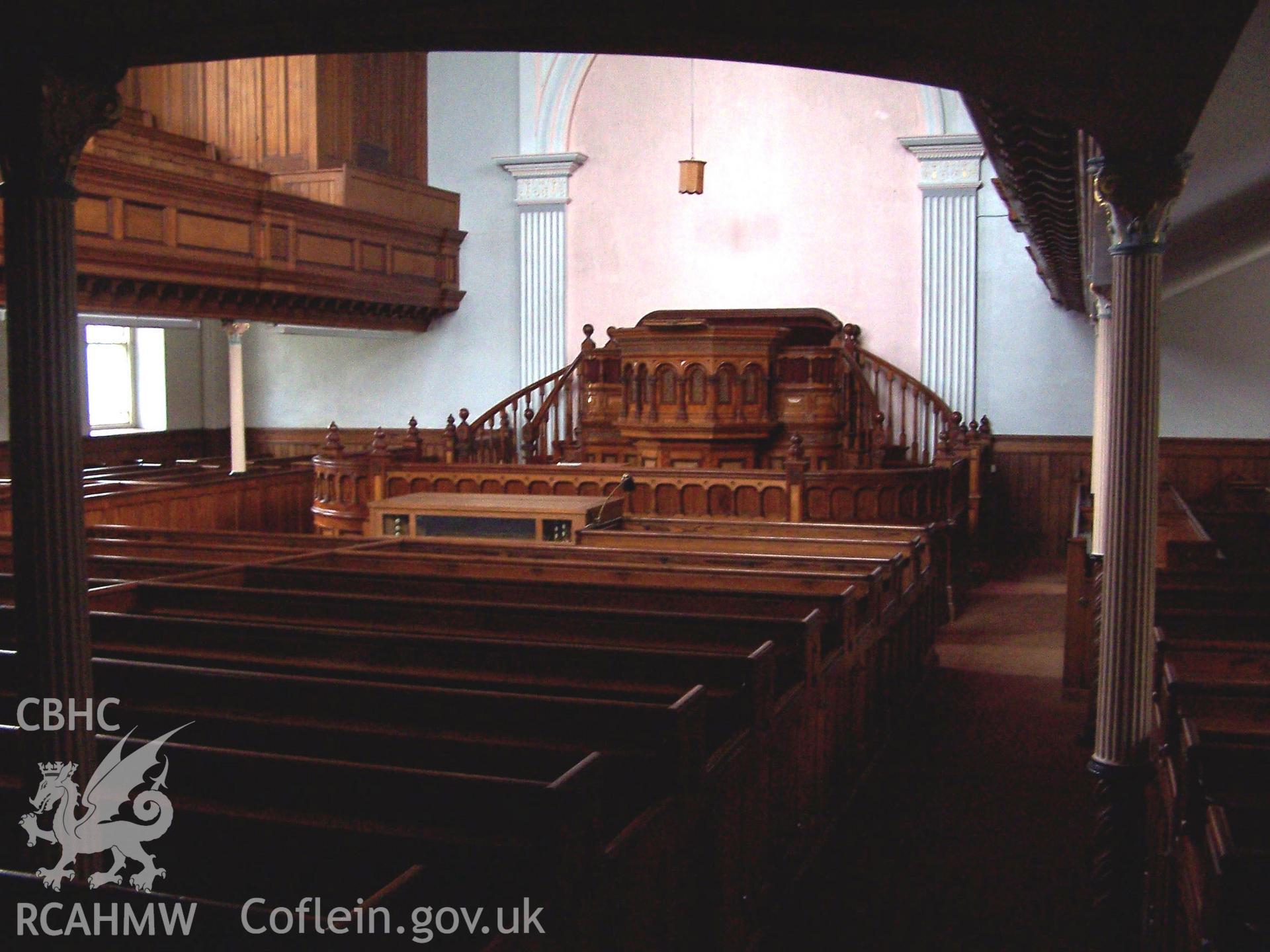 Chapel: Interior - looking towards pulpit from right-hand lobby doorway.