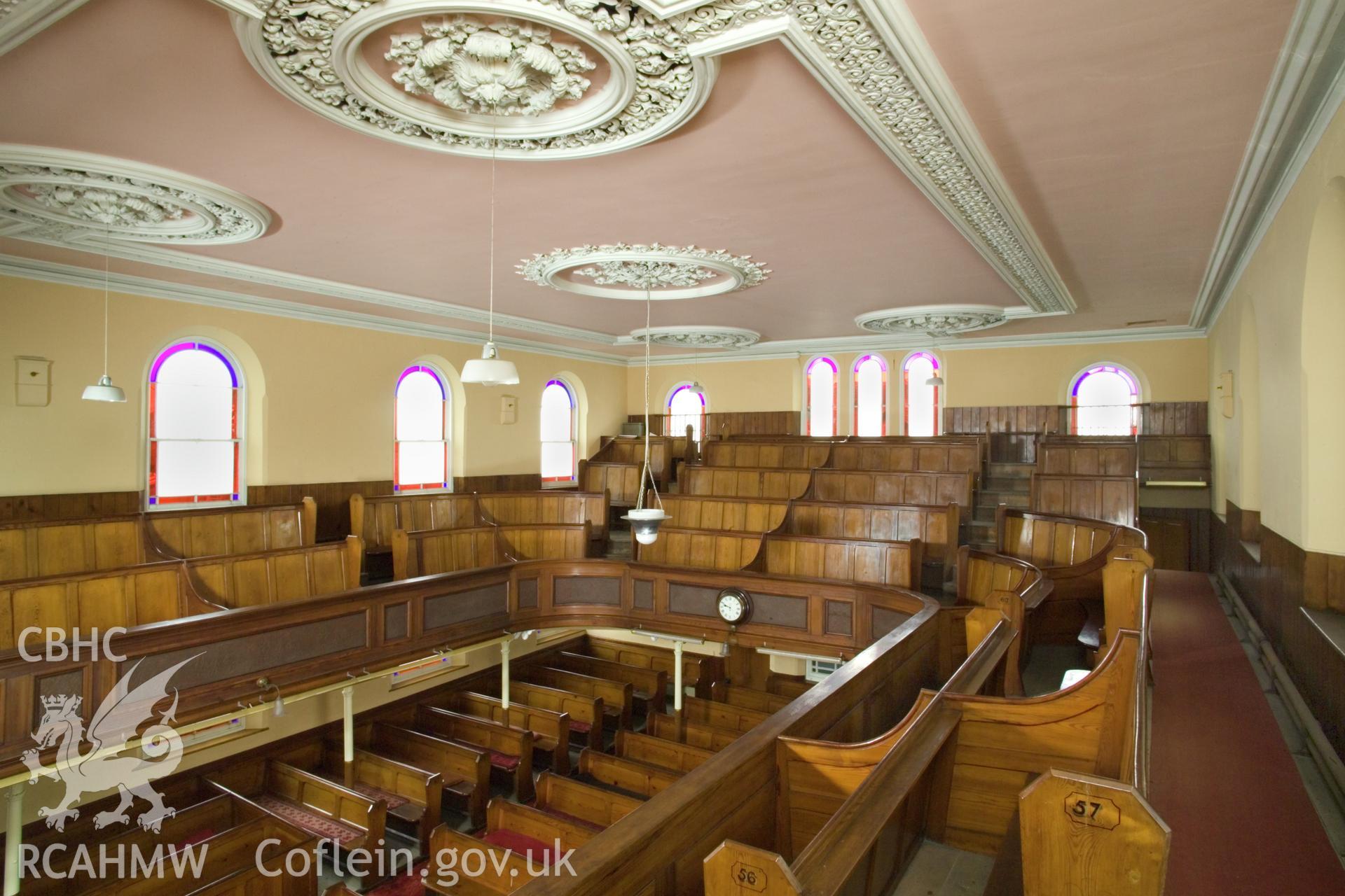 Interior, oblique view from gallery looking east..