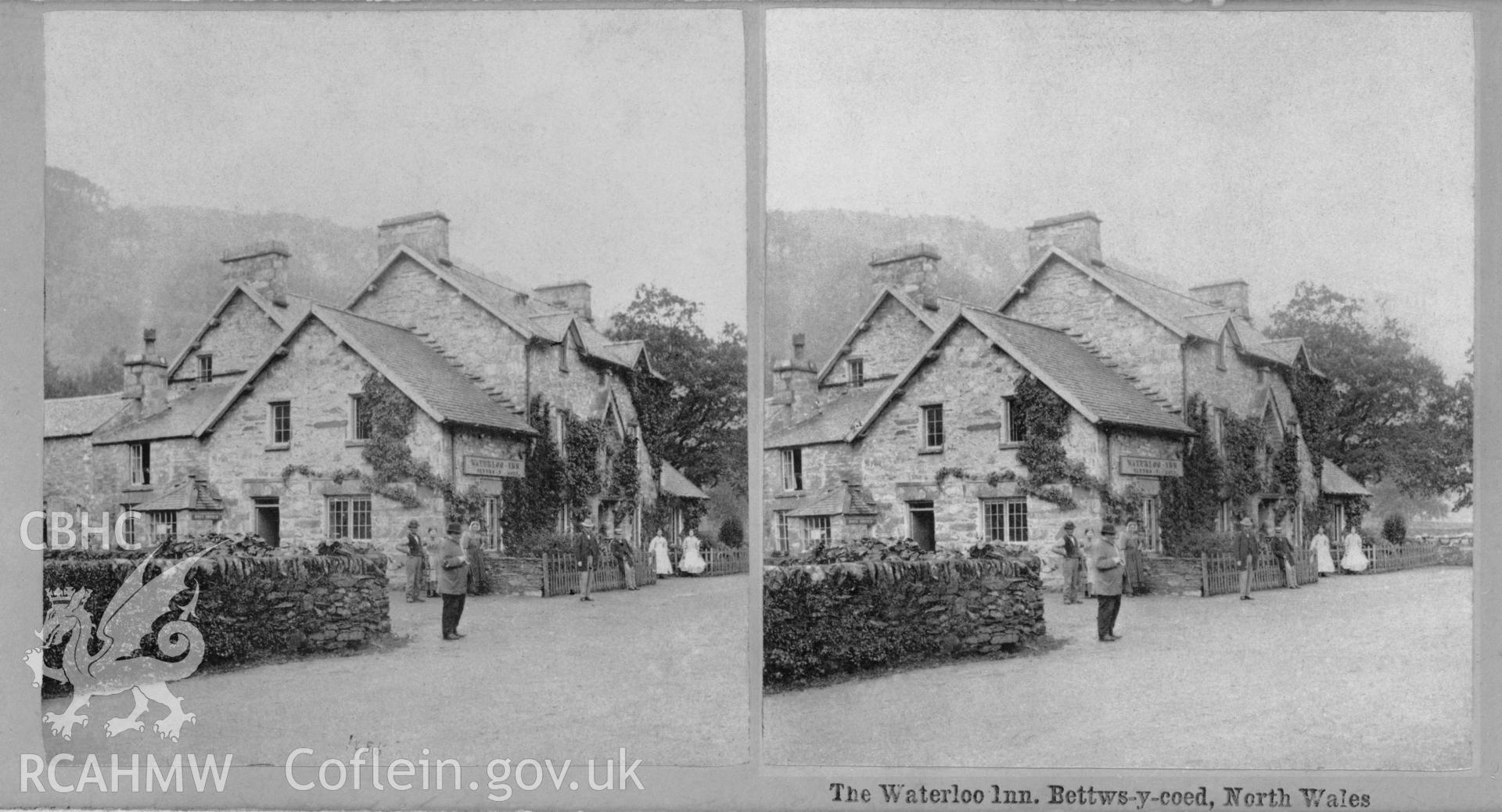 Waterloo Inn, Betws y Coed; b&w photograph copied from an undated stereoscopic postcard, loaned for copying by Thomas Lloyd.