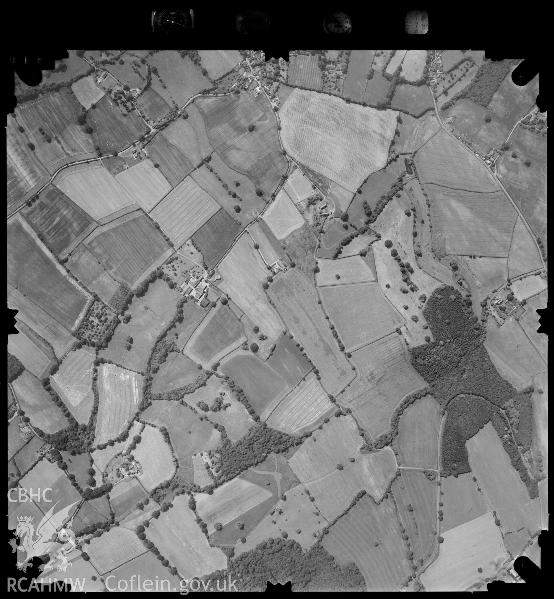 Digitized copy of an aerial photograph showing the Blaenwinllan area, taken by Ordnance Survey, 1996.
