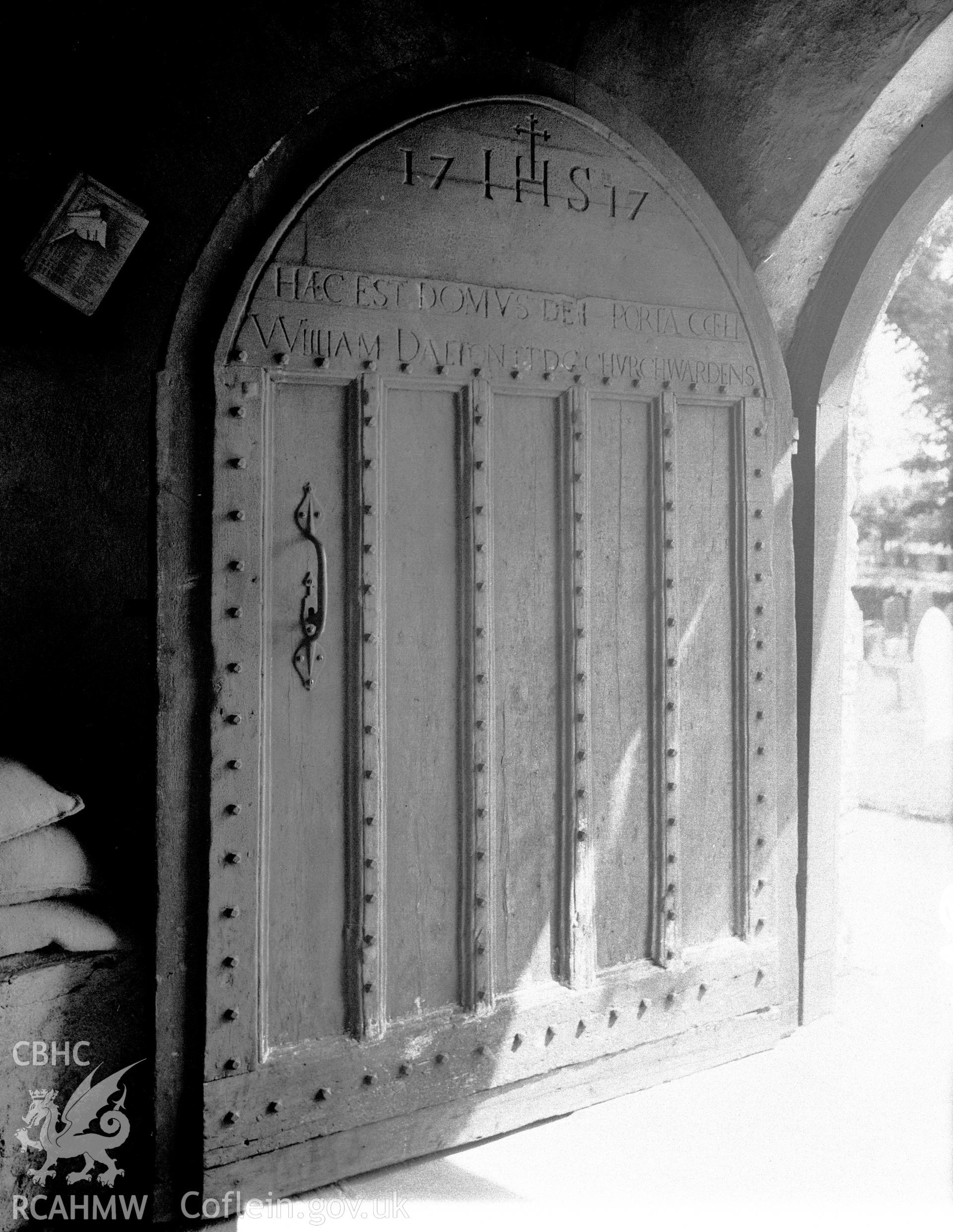 Interior view showing the door in the south porch.