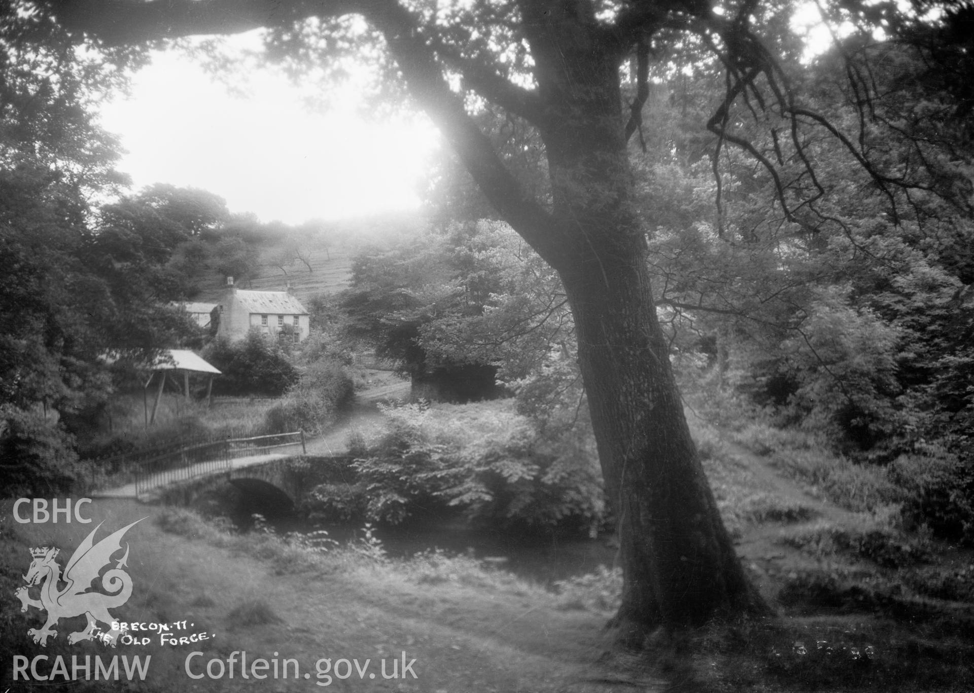 View of the Old Forge, Brecon taken by W A Call circa 1920.