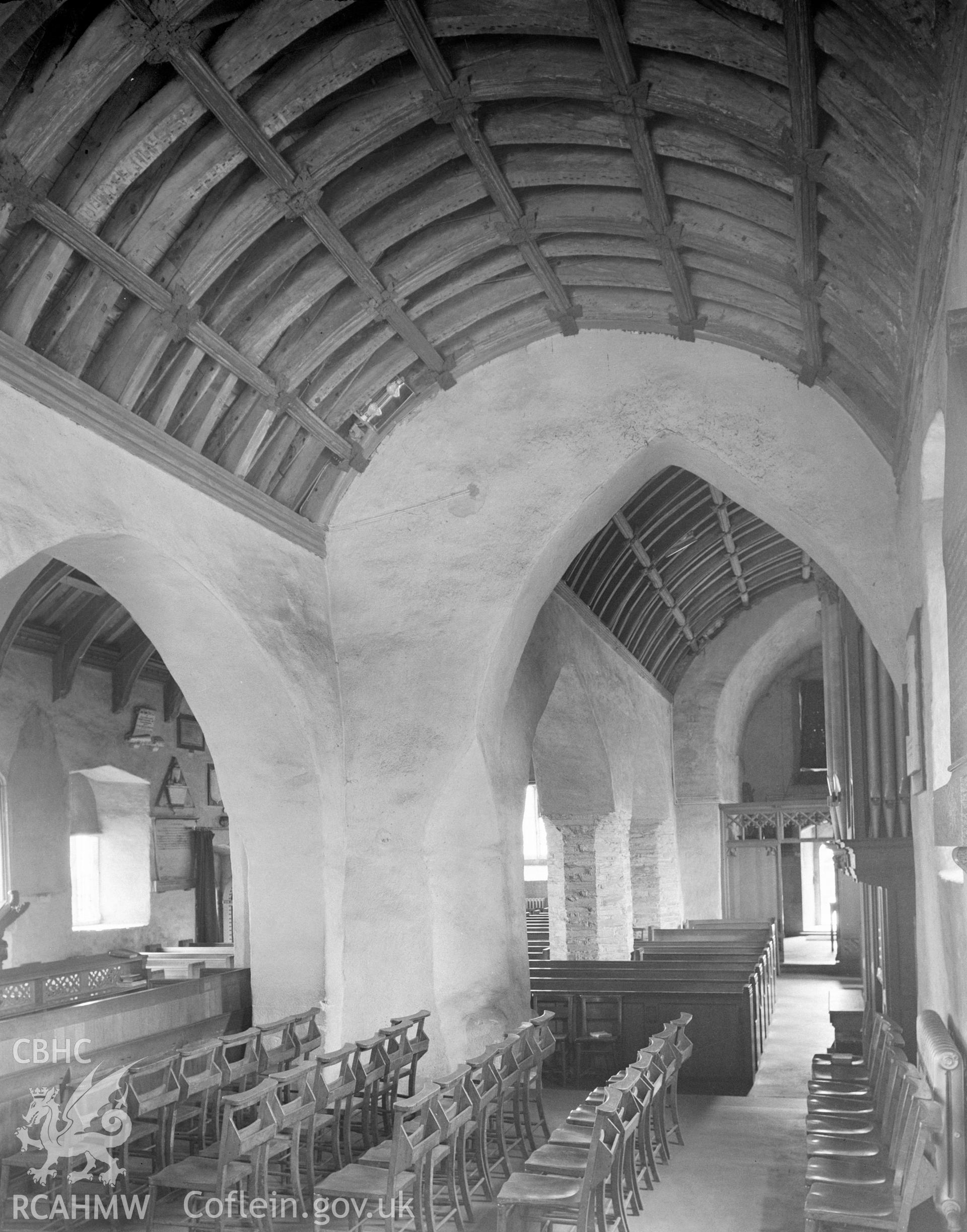 Interior view of St Illtyd's Church showing the north aisle