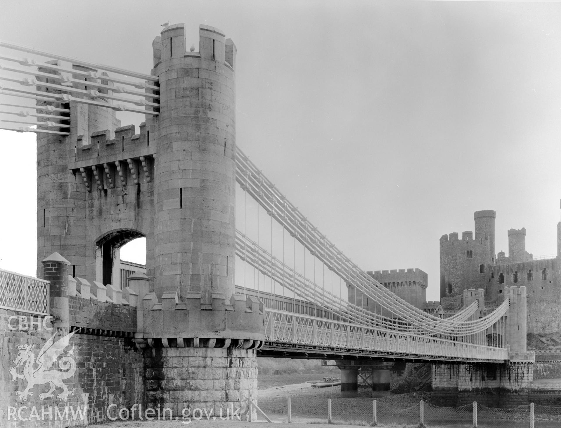 View of Conwy Suspension Bridge , taken 01.01.1968.