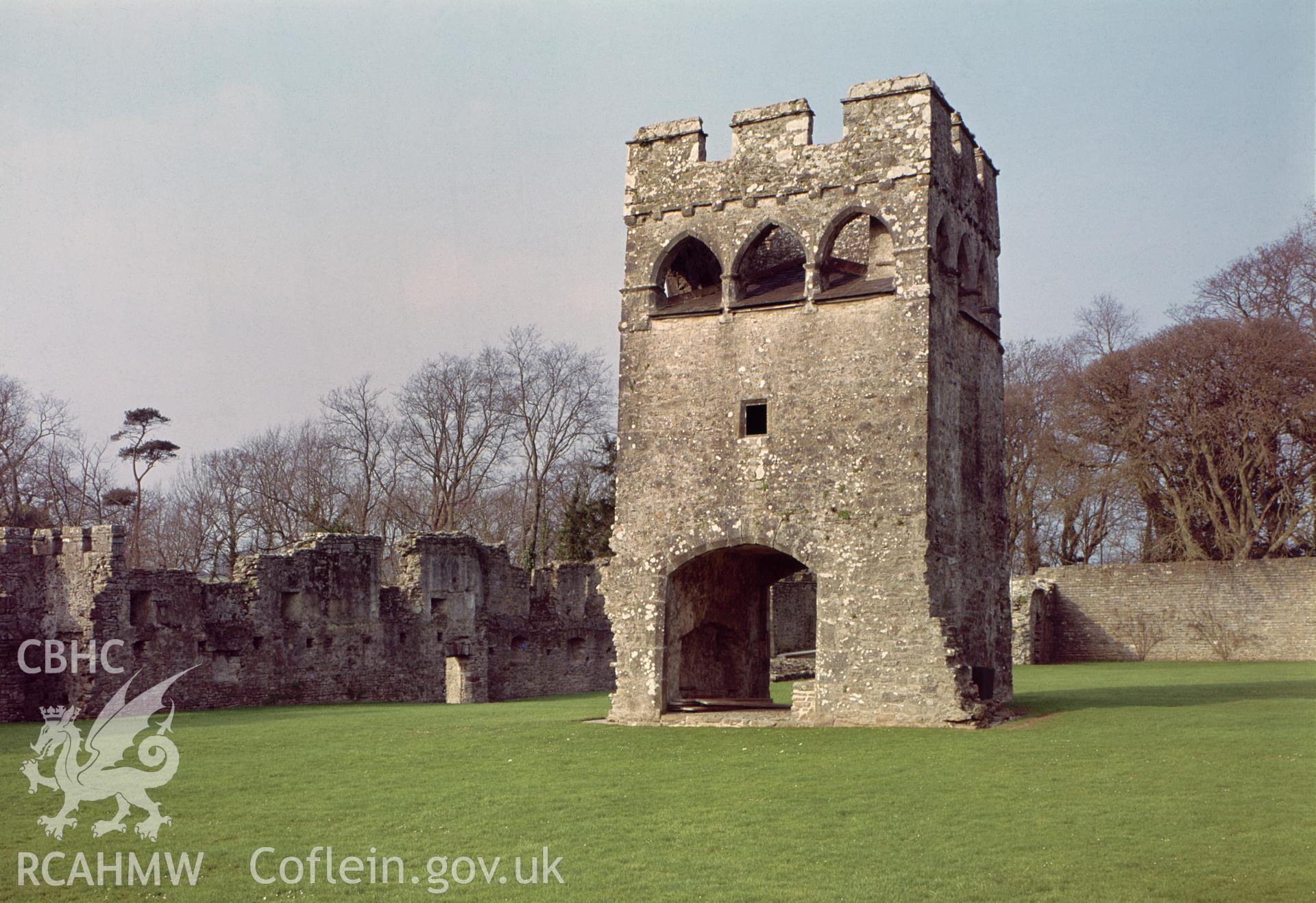 View of the gatehouse at Lamphey Palace taken in 1976.