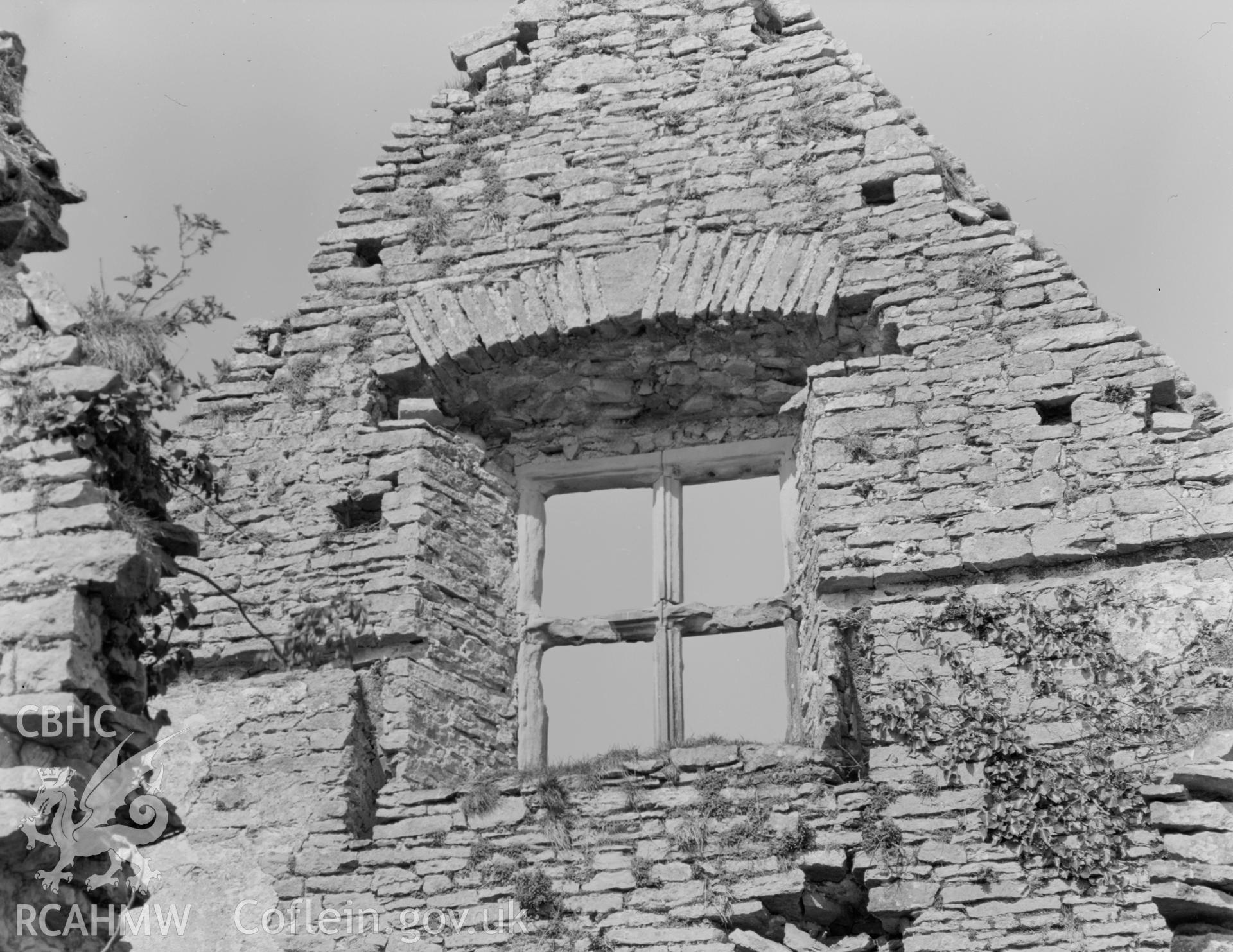View of the gable window at Llantrithyd Place, Llantrithyd taken 07.04.65.