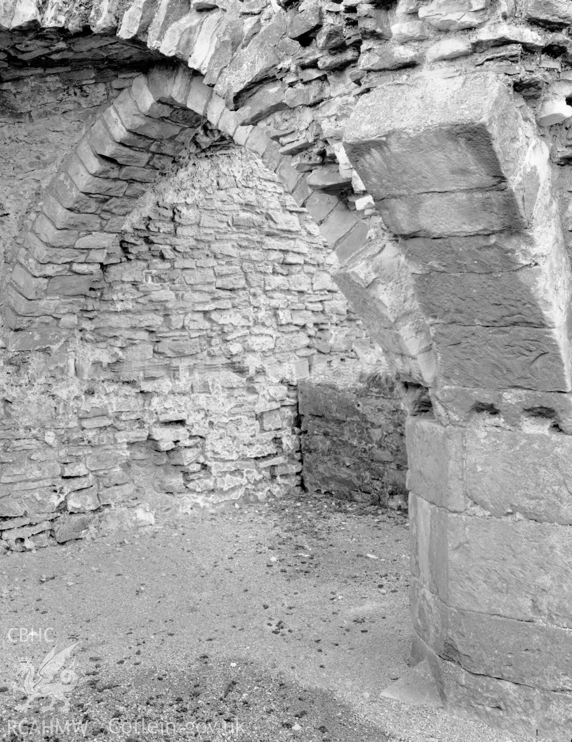 View of vaulted roof at Coity Castle, Coity Higher taken 09.04.65.