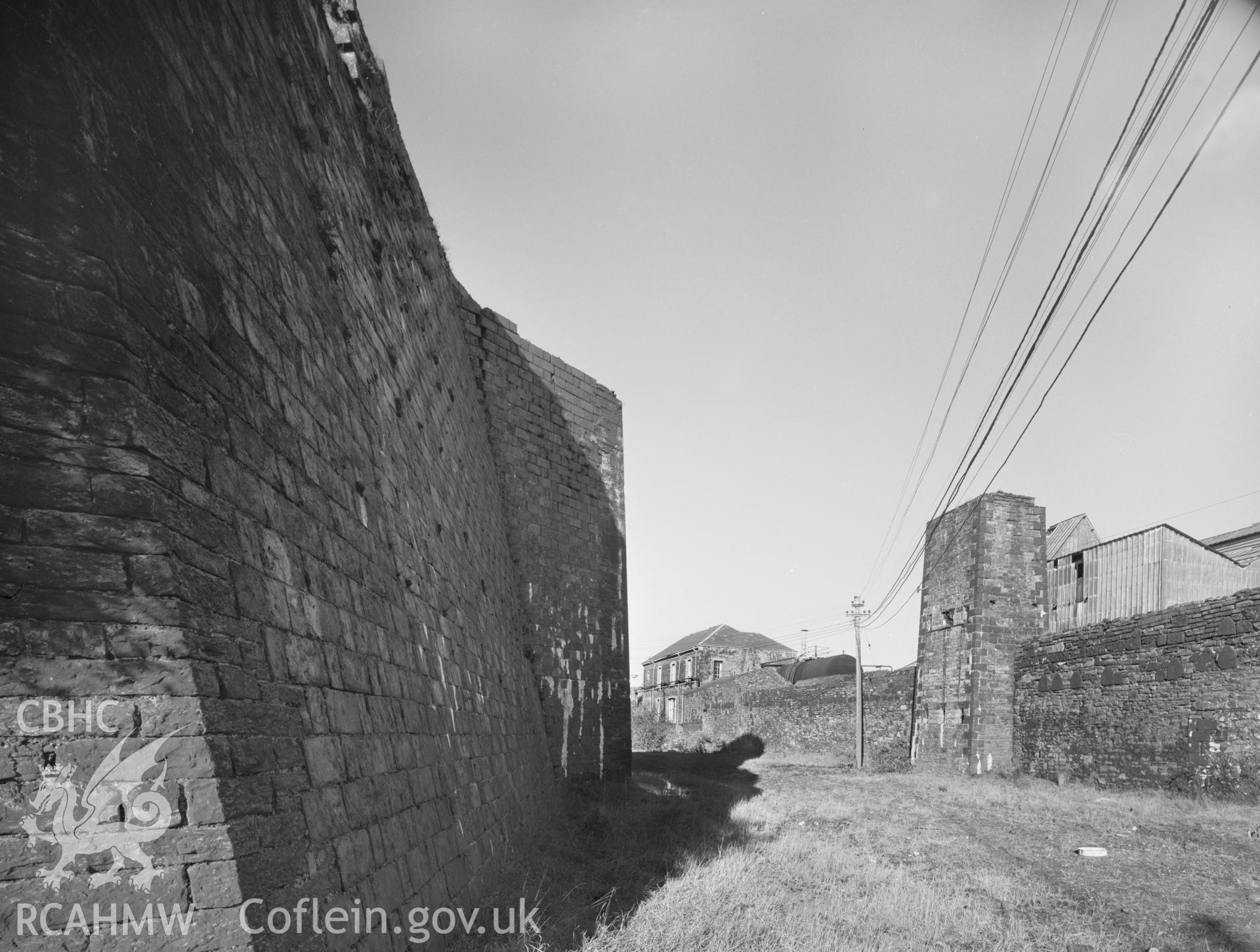 Viaduct piers looking north, Morfa Copperworks office in the background.