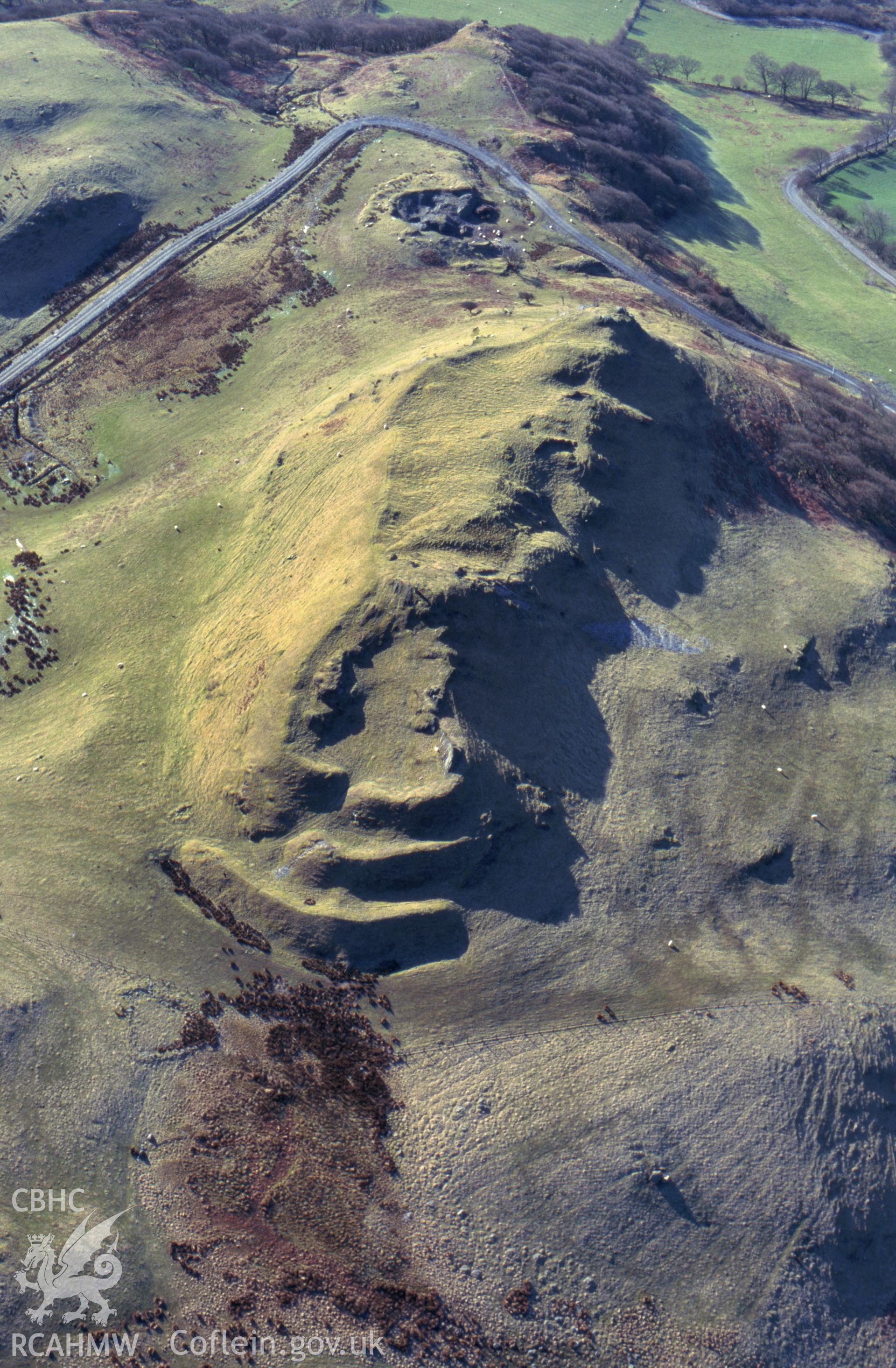 Slide of RCAHMW colour oblique aerial photograph showing Pen y Bannaul, taken by T.G. Driver, 2001.