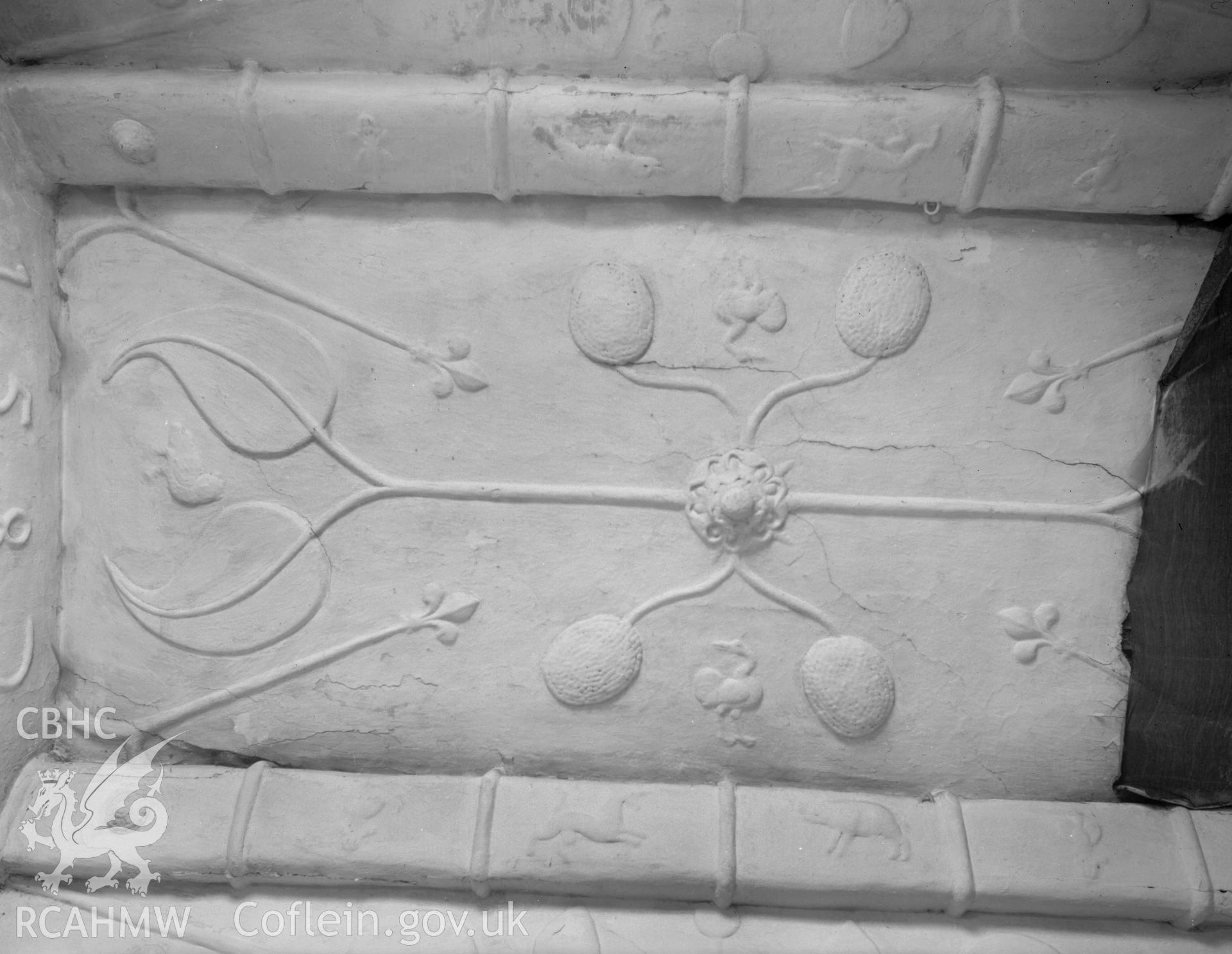 Interior view showing ceiling decoration.