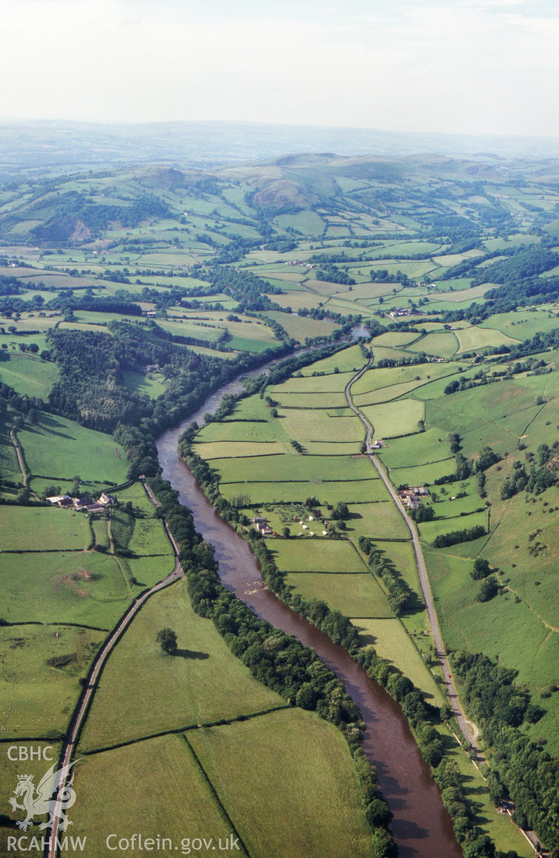 RCAHMW colour slide oblique aerial photograph of Glanwye House, Duhonw, taken on 19/06/1998 by Toby Driver