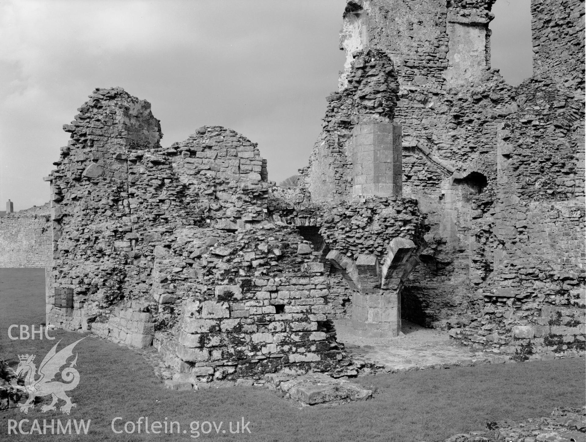 The keep at Coity Castle from the southeast, Coity Higher, taken 07.04.1941.