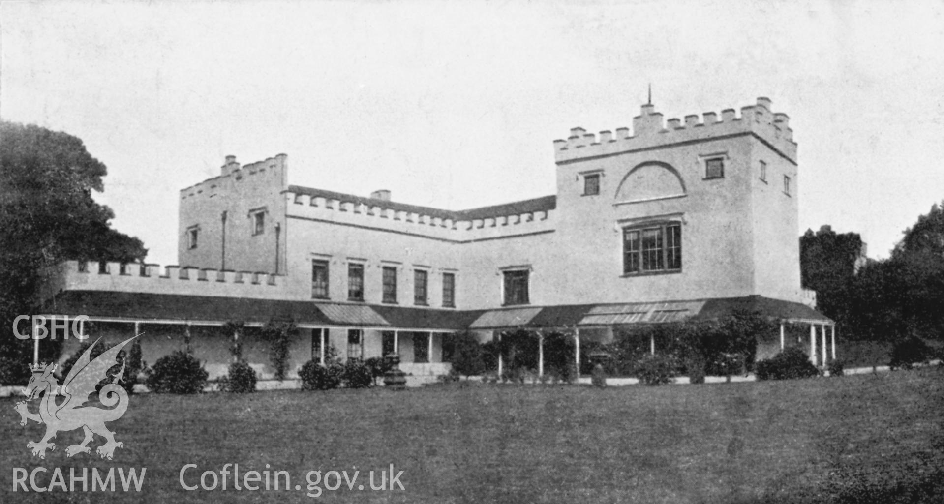 Llangennech Park; B&W photograph copied from a c1902 postcard loaned for copying by Thomas Lloyd.