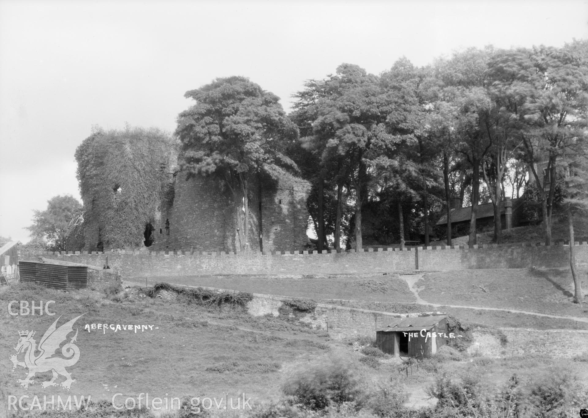 Exterior view of Abergavenny Castle, taken by W A Call .