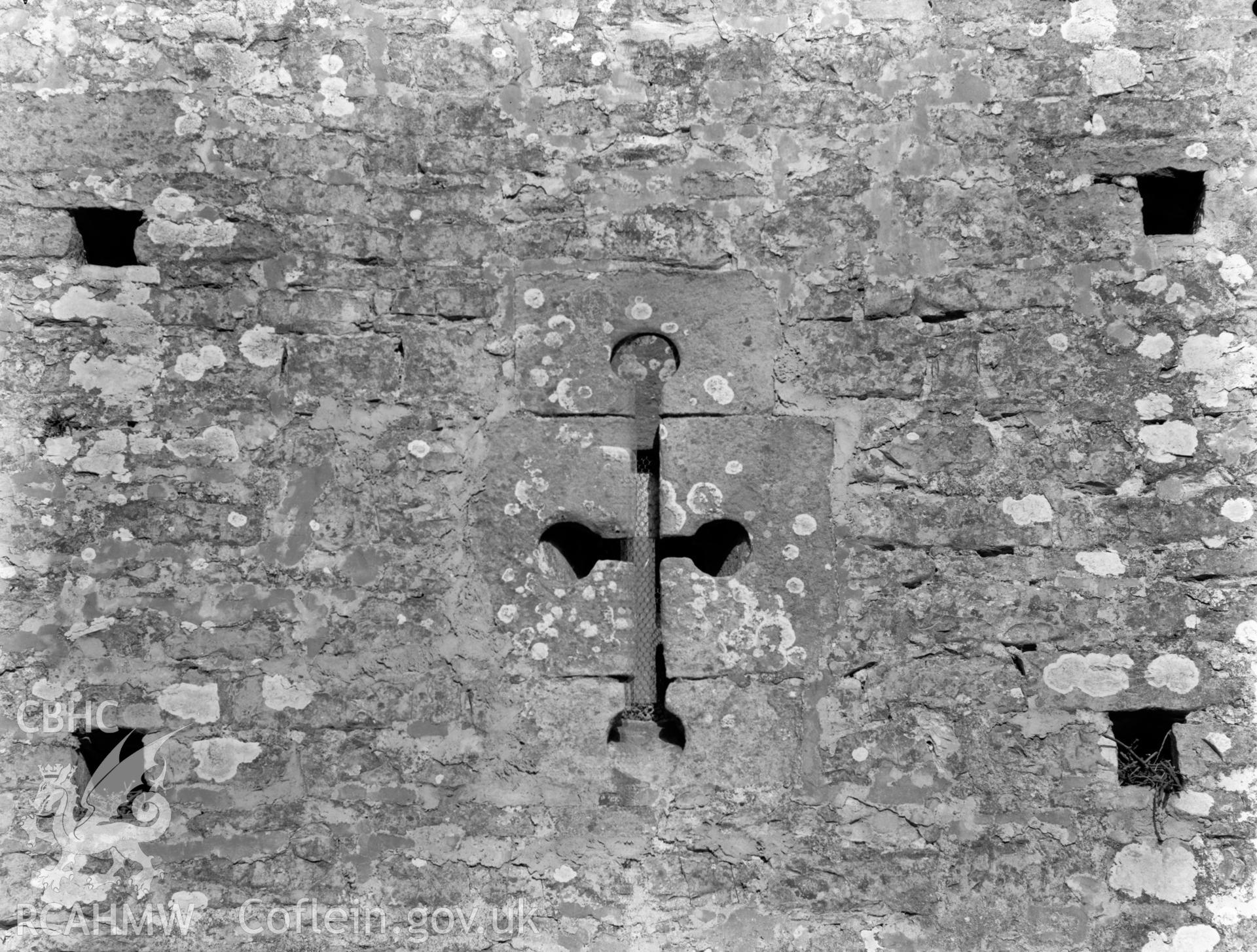 View of windows at St Michael's Church, Llanmihangel taken 07.04.65.