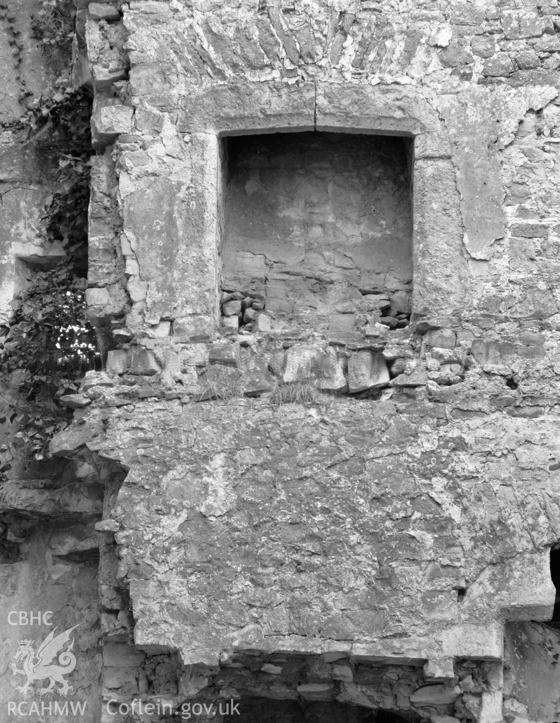 View of fireplace at Ogmore Castle, St Brides Major taken 05.04.65.