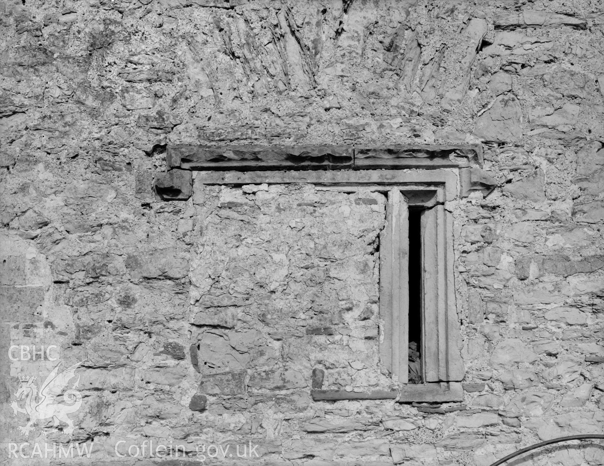 Exterior view of window at Castell Mynach, Pentyrch taken 23.06.65.