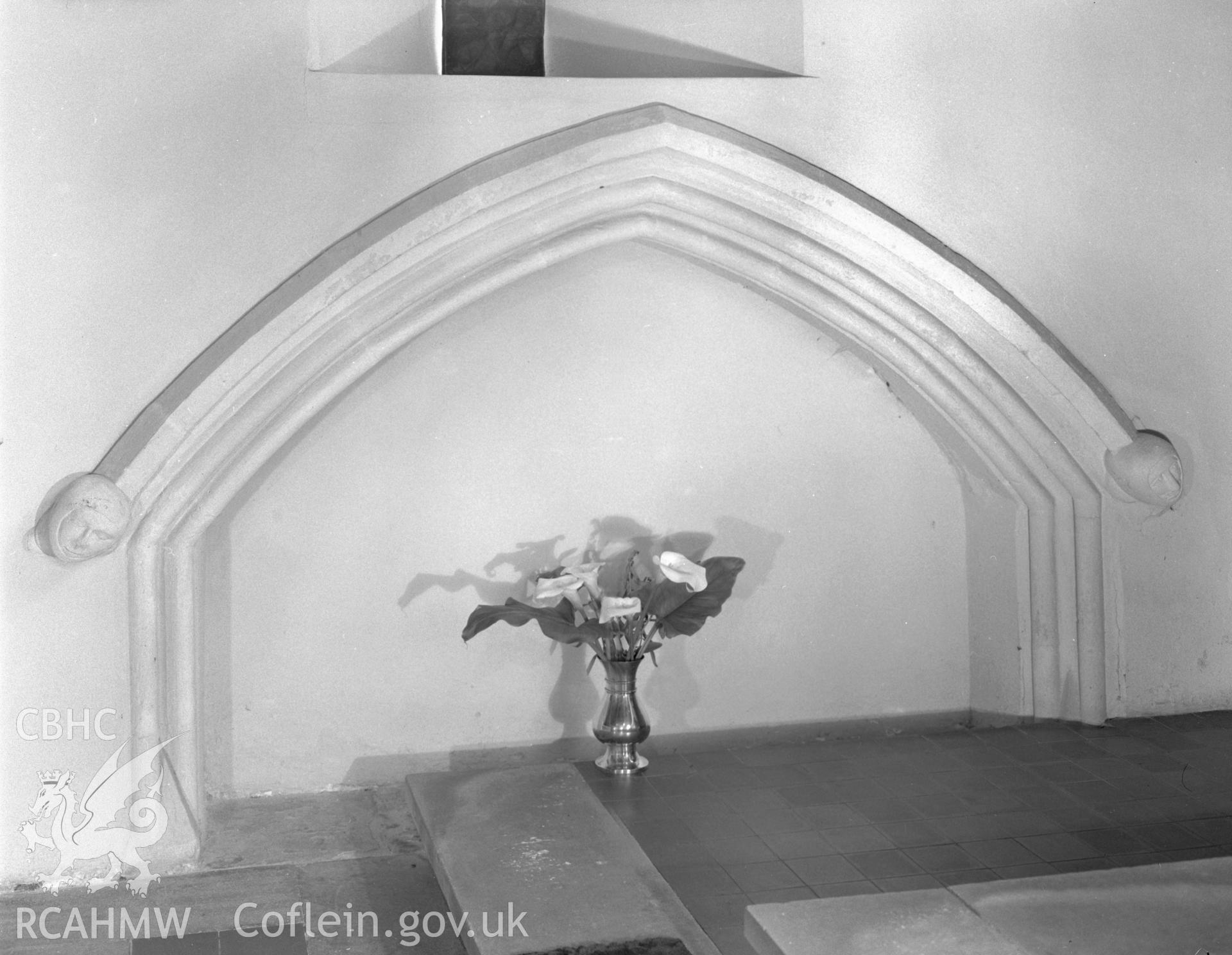 Interior view of St George's Church showing memorial arch in wall,  taken 25.06.65.