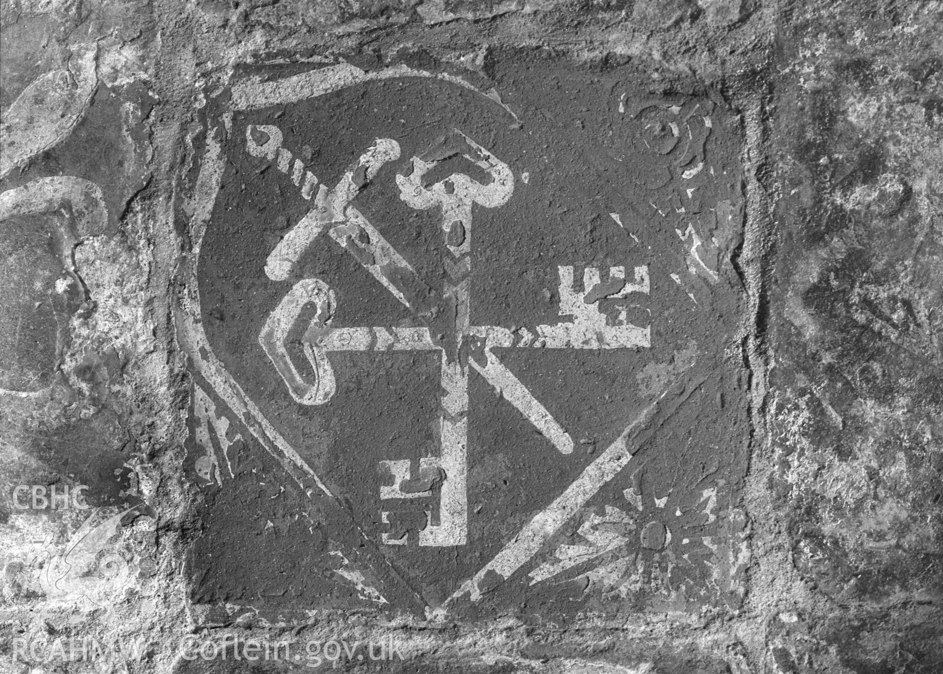 View of floor tile from Ewenny Priory, taken by Clayton pre-1950.