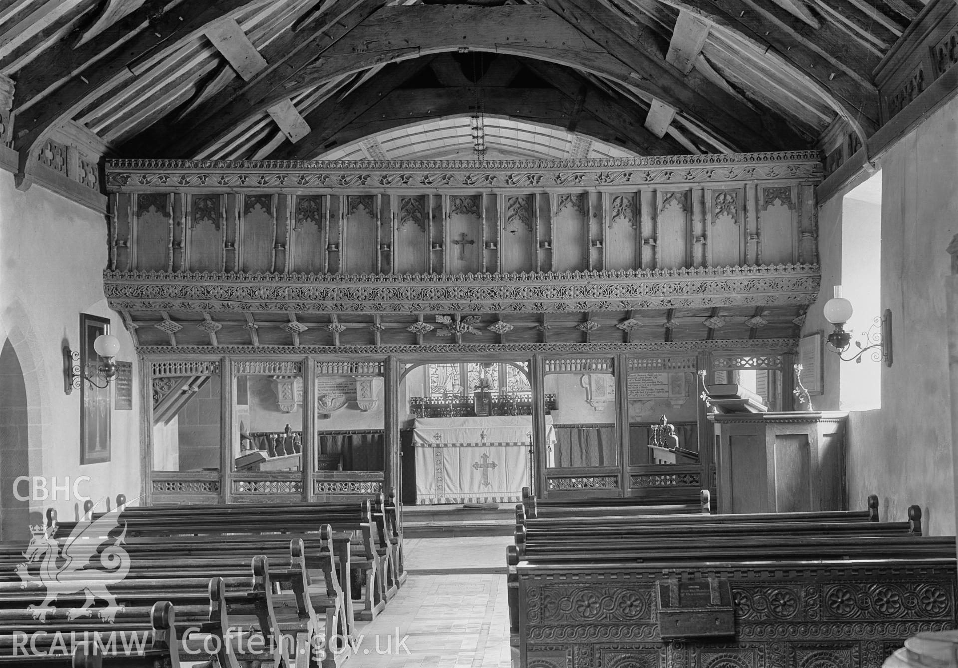 Interior view showing rood screen