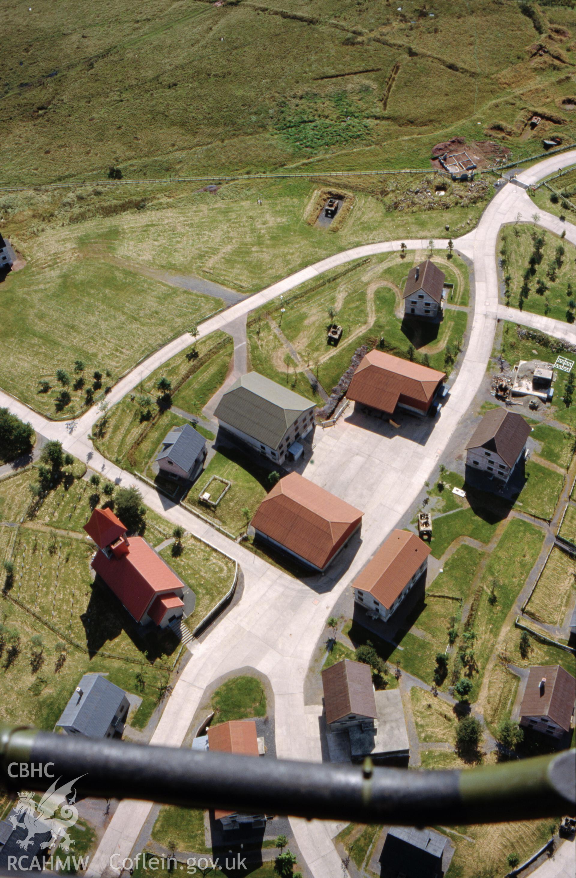 RCAHMW colour slide oblique aerial photograph of Sennybridge German Village, Maescar, taken on 27/08/1998 by Toby Driver