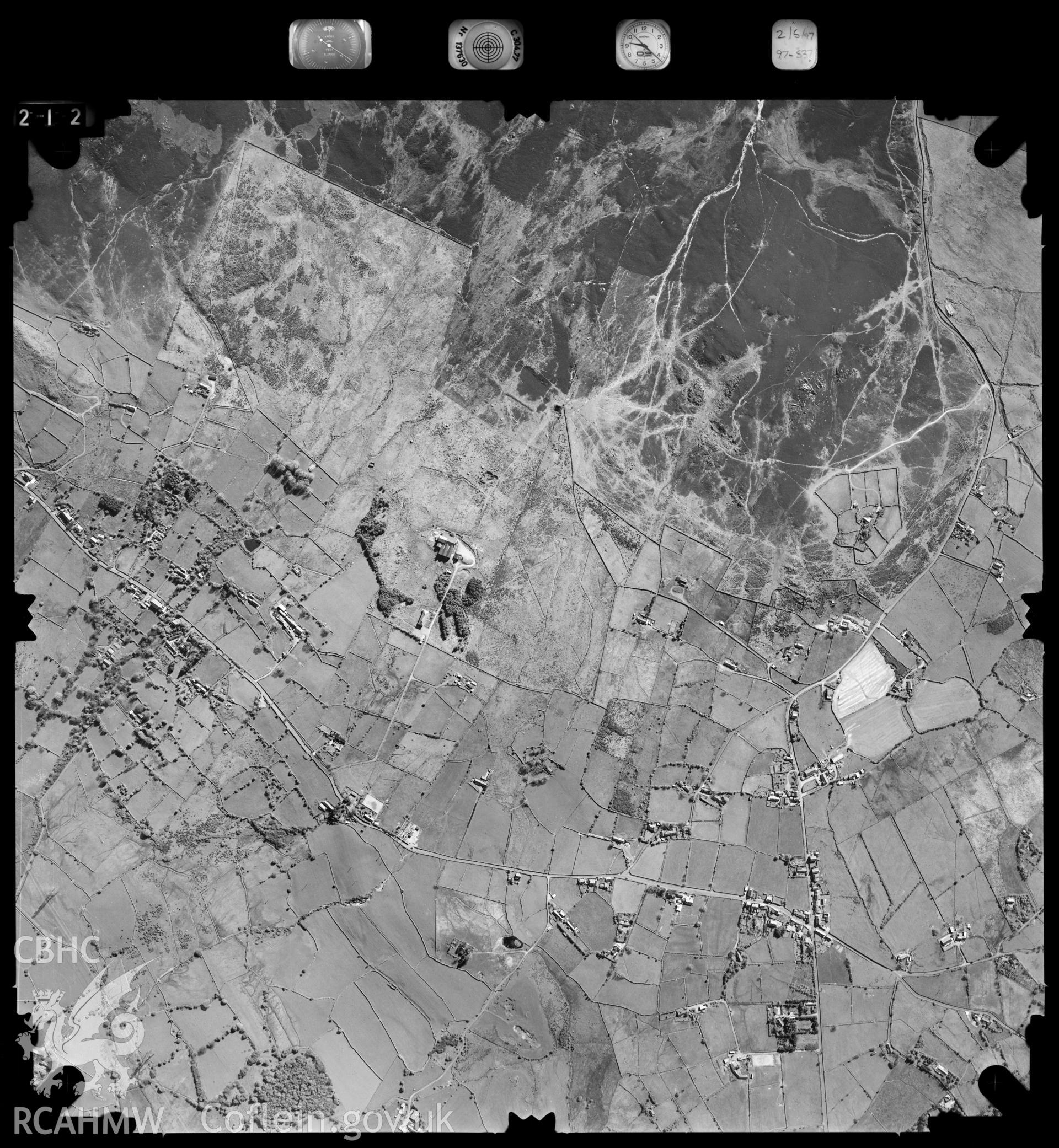 Digitized copy of an aerial photograph showing area south east of Ceunant, Caernarfon SH5361., taken by Ordnance Survey, 1997.