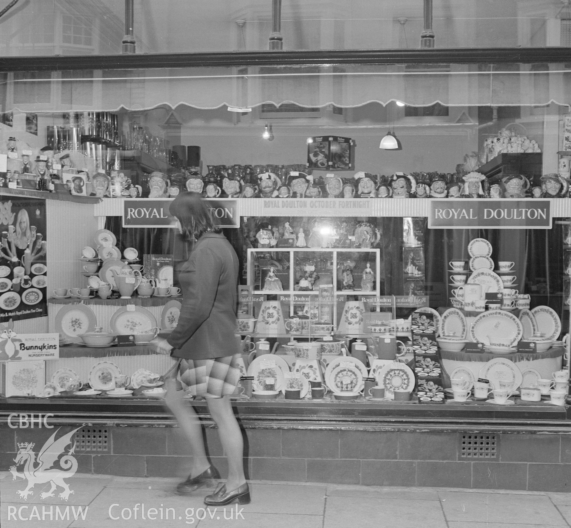 Exterior view of Davies the Jewellers on Terrace Road, Aberystwyth taken 30.10.1972
