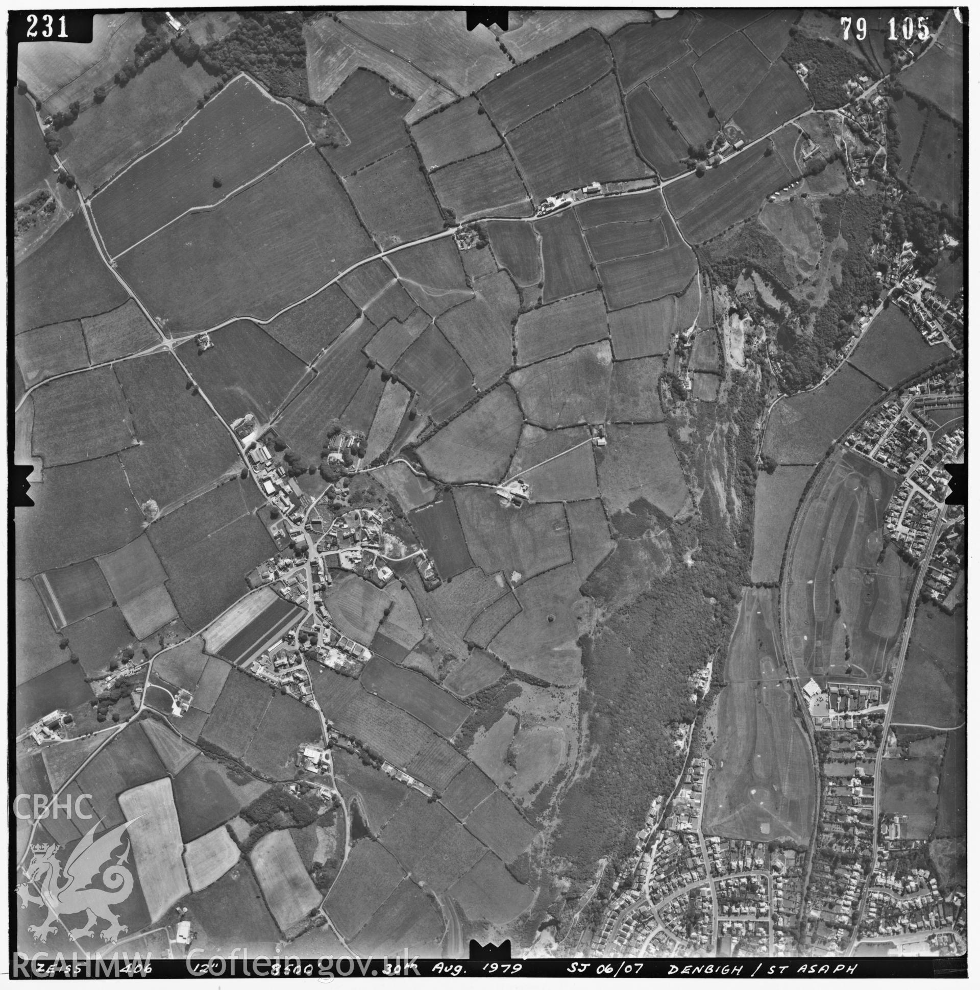 Digitized copy of an aerial photograph showing Gwaenysgor area, Flintshire SJ0781, taken by Ordnance Survey, 1979.