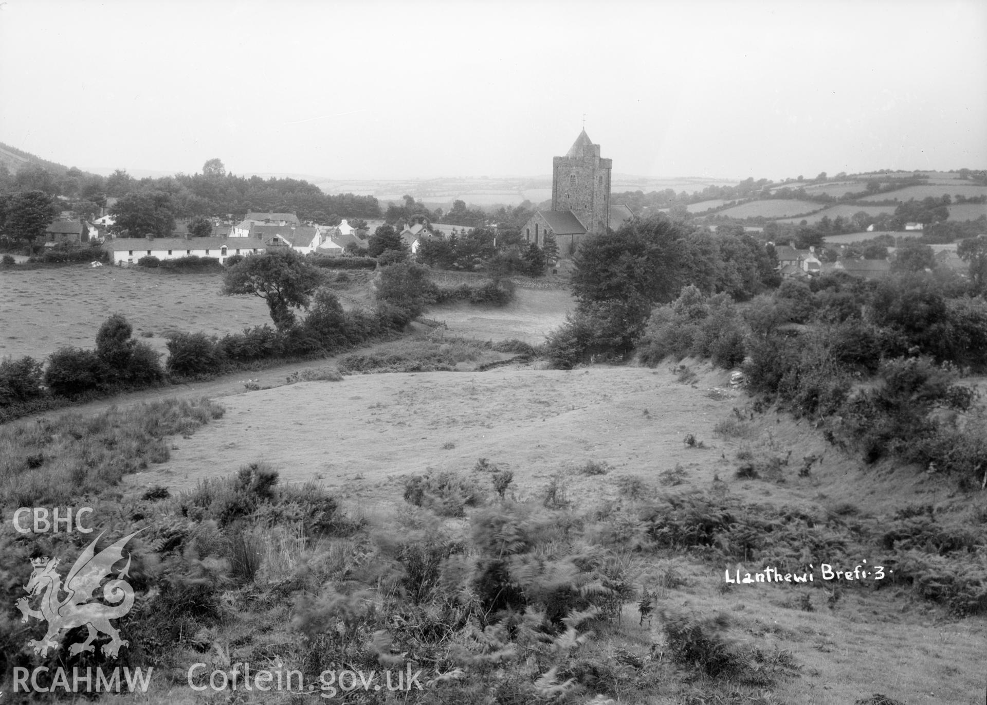 Landscape view of Llanddewi Brefi taken by W A Call circa 1920.