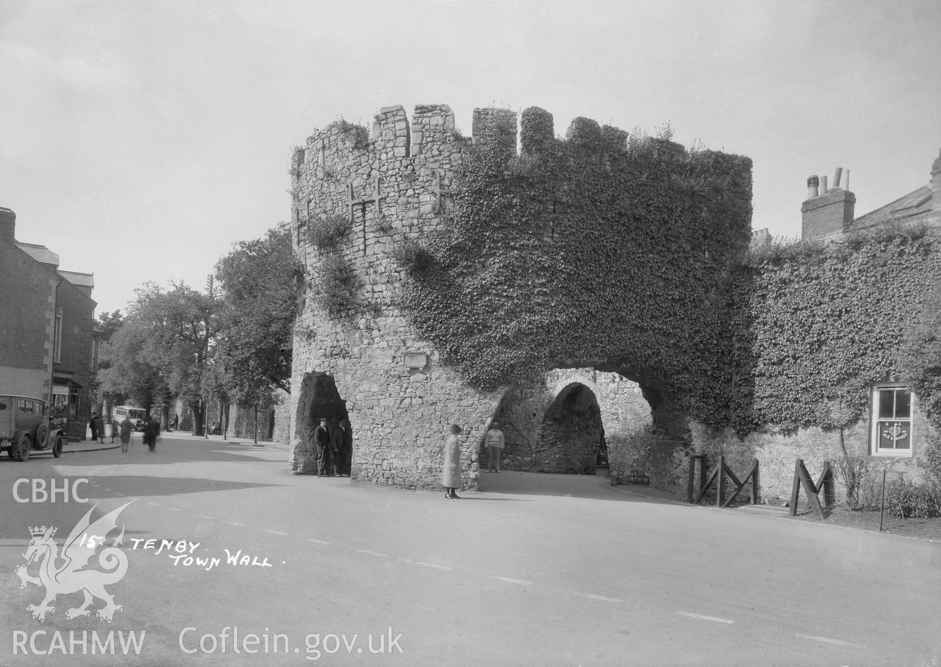 View of Tenby Town Walls, Pembs. taken by W A Call 1931.
