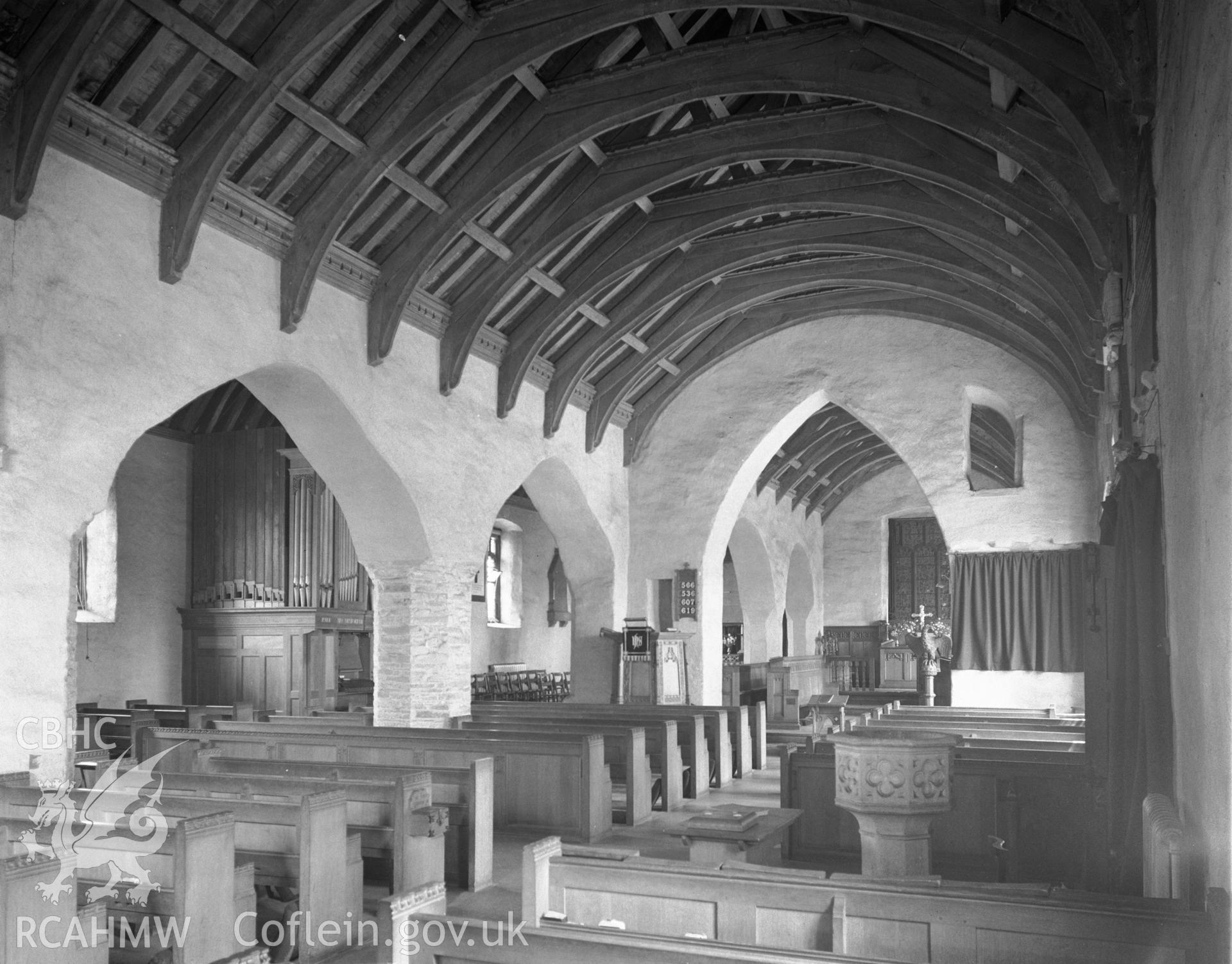 Interior view of St Illtyd's Church.