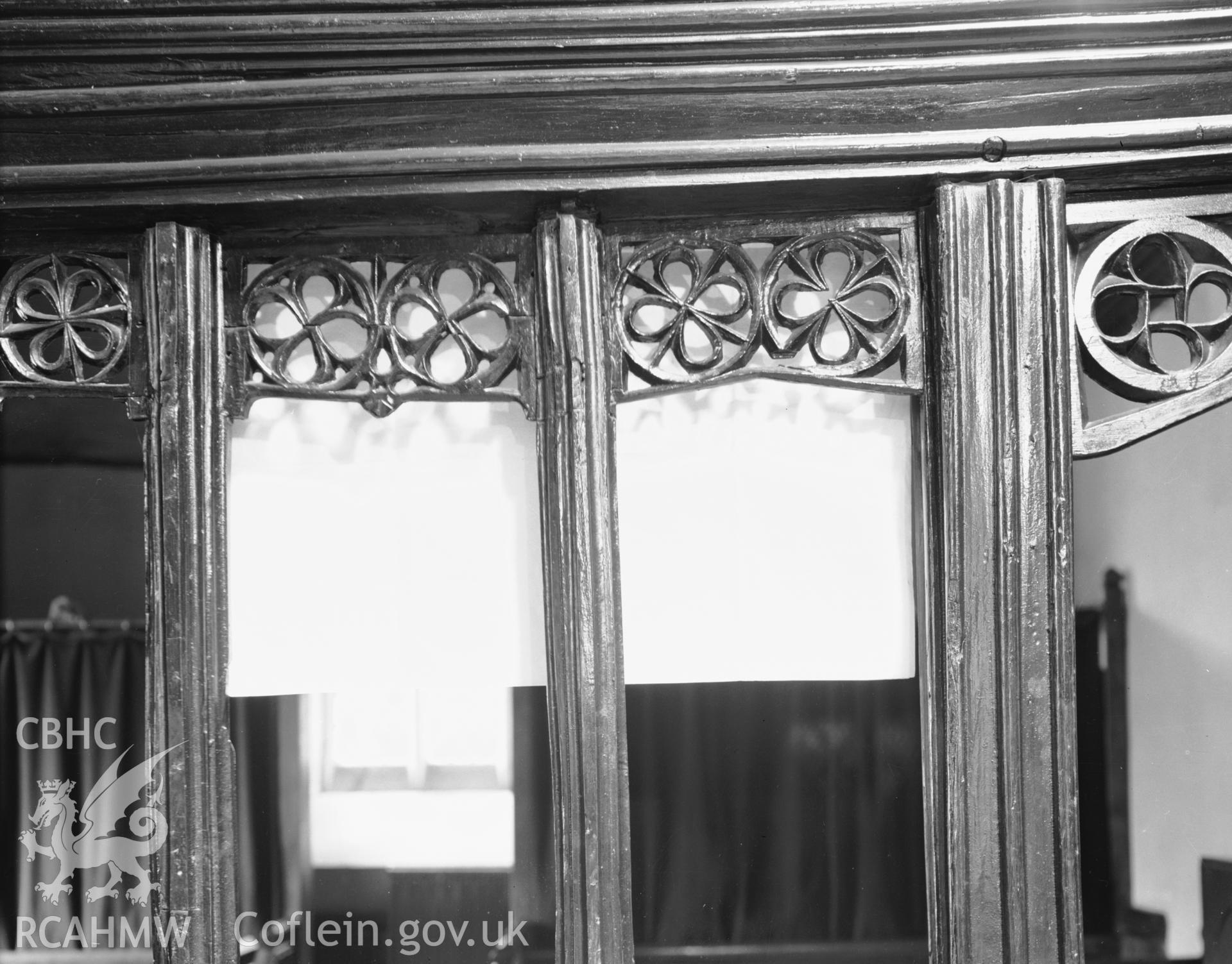 Detail of rood screen at St Benedicts Church, Gyffin taken 30.09.48.