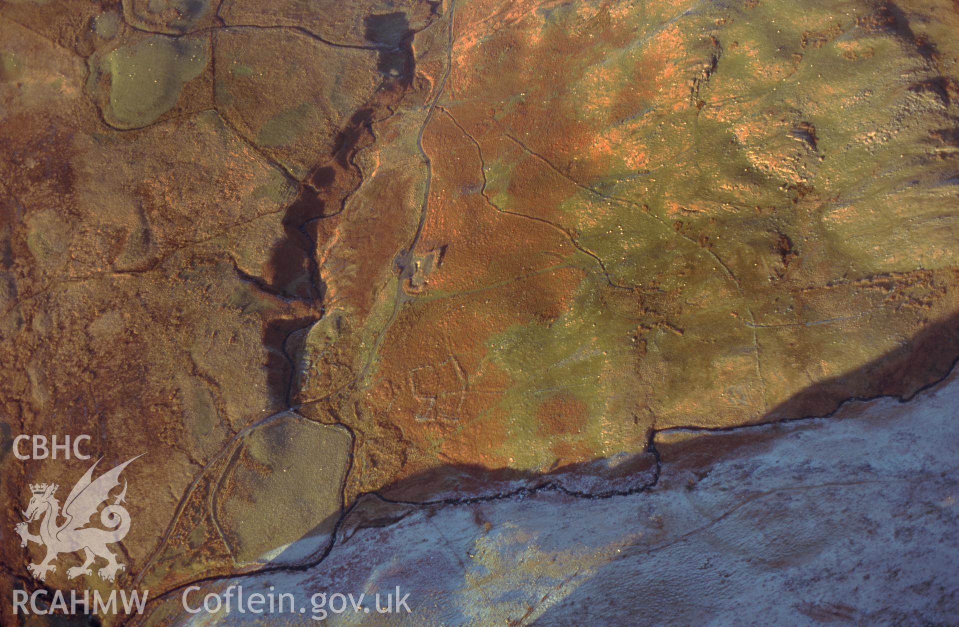 RCAHMW colour slide oblique aerial photograph of Rhos-y-gargoed, Strata Florida, taken on 11/01/1999 by Toby Driver