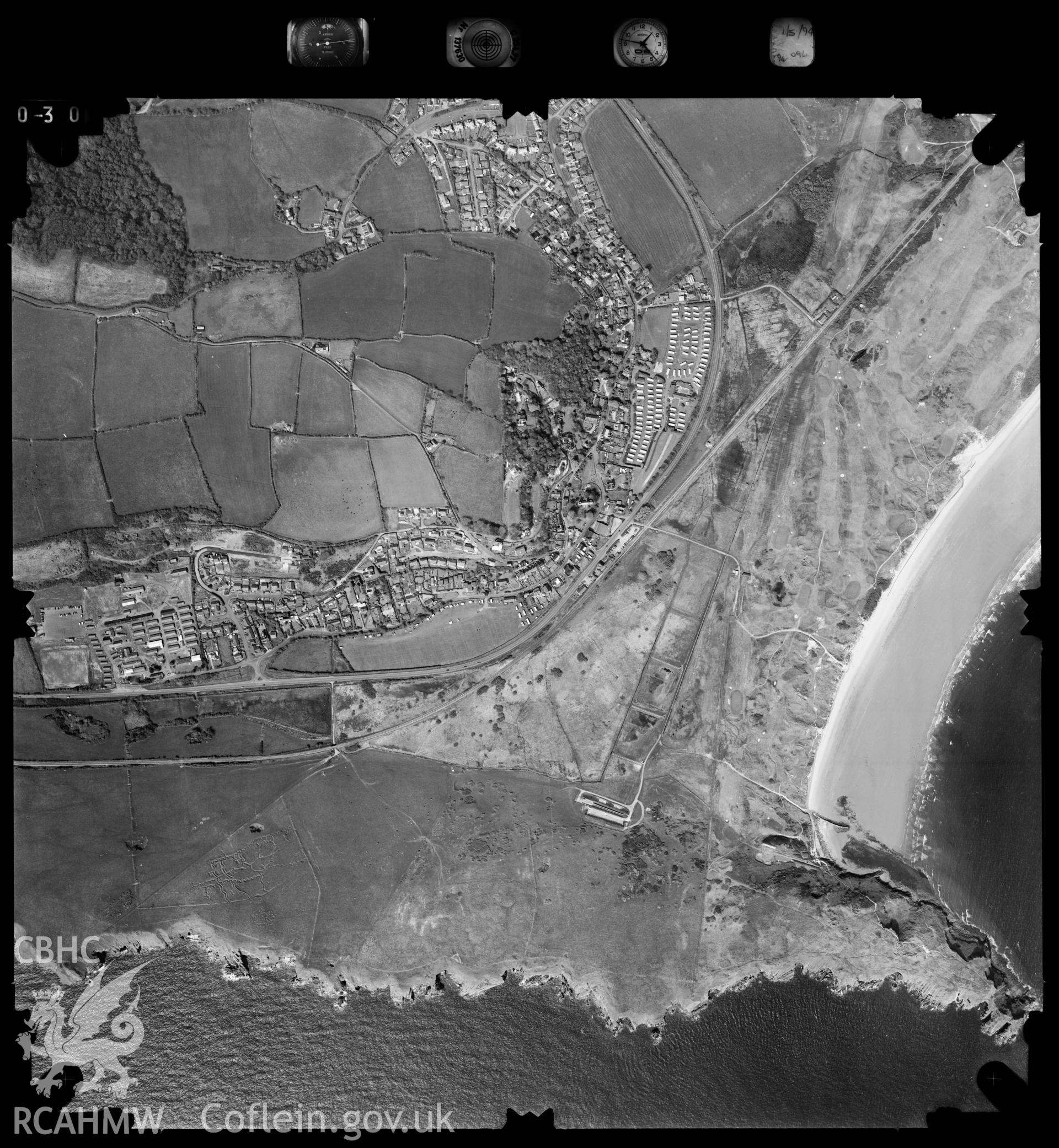 Digitized copy of an aerial photograph showing Penally area, taken by Ordnance Survey,  1994.