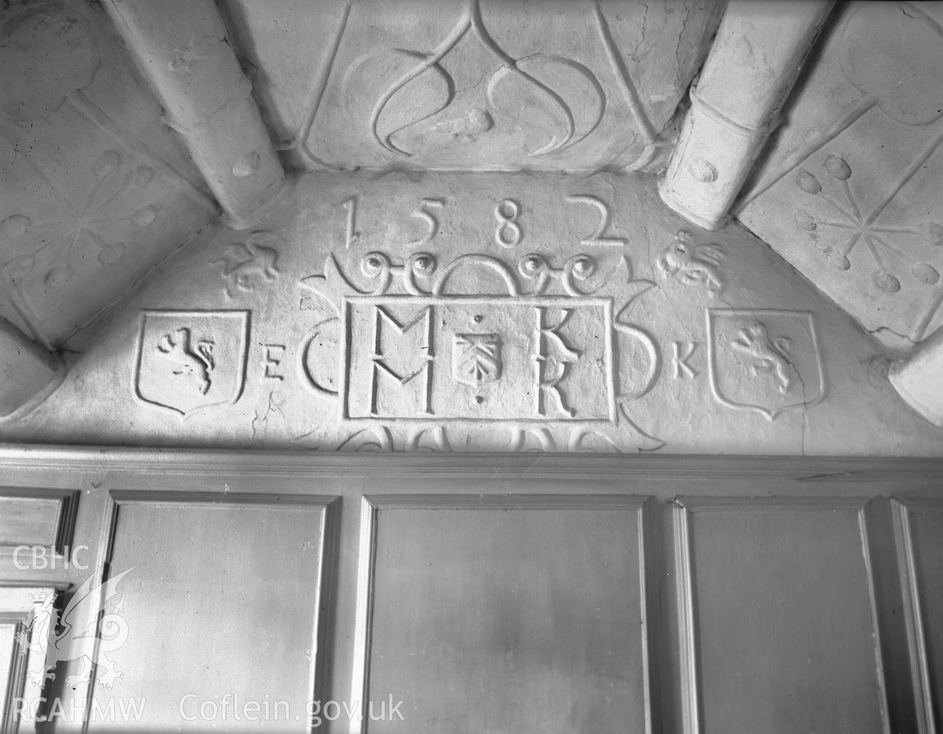 Interior view showing ceiling decoration.