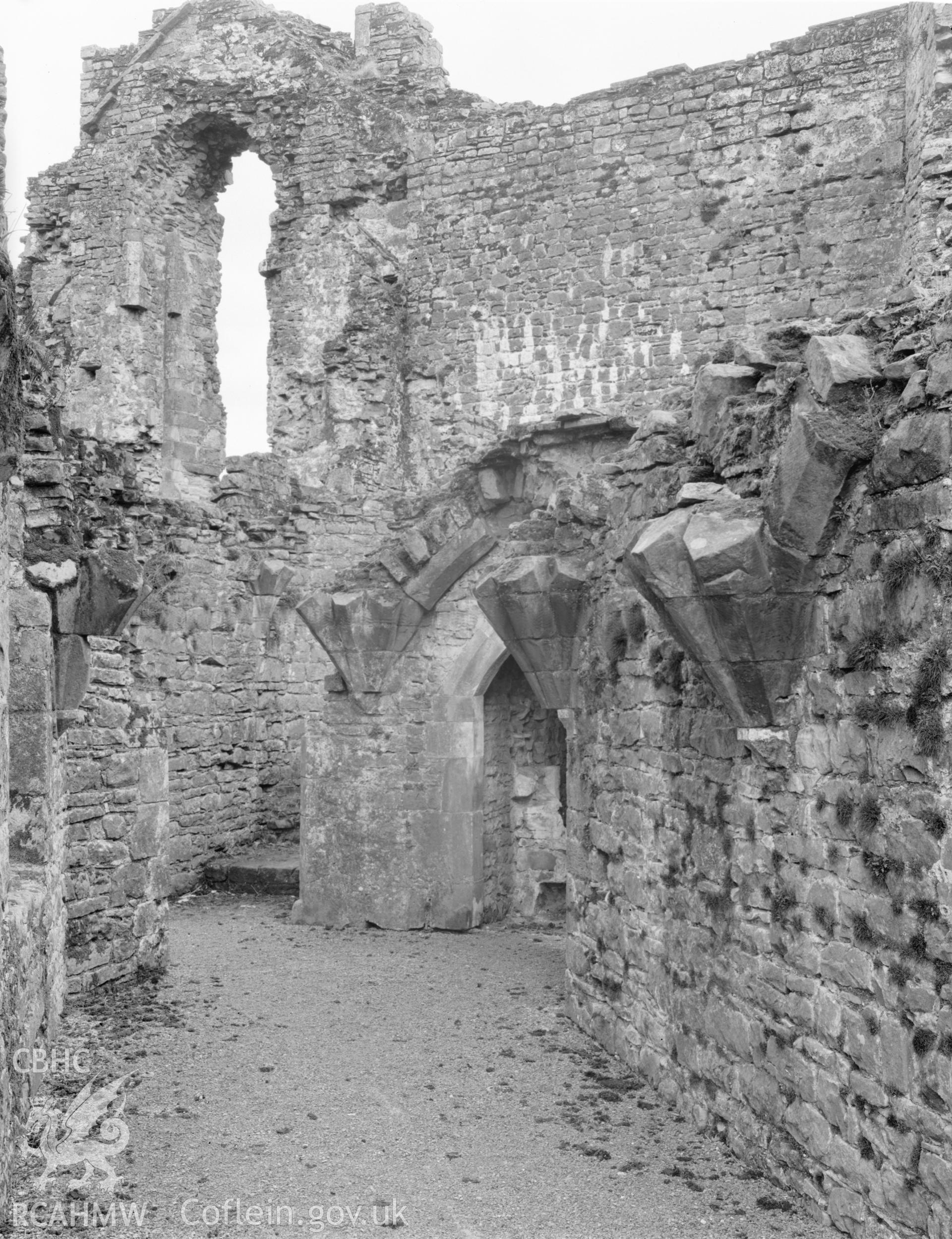 View of interior passage at Coity Castle, Coity Higher taken 09.04.65.