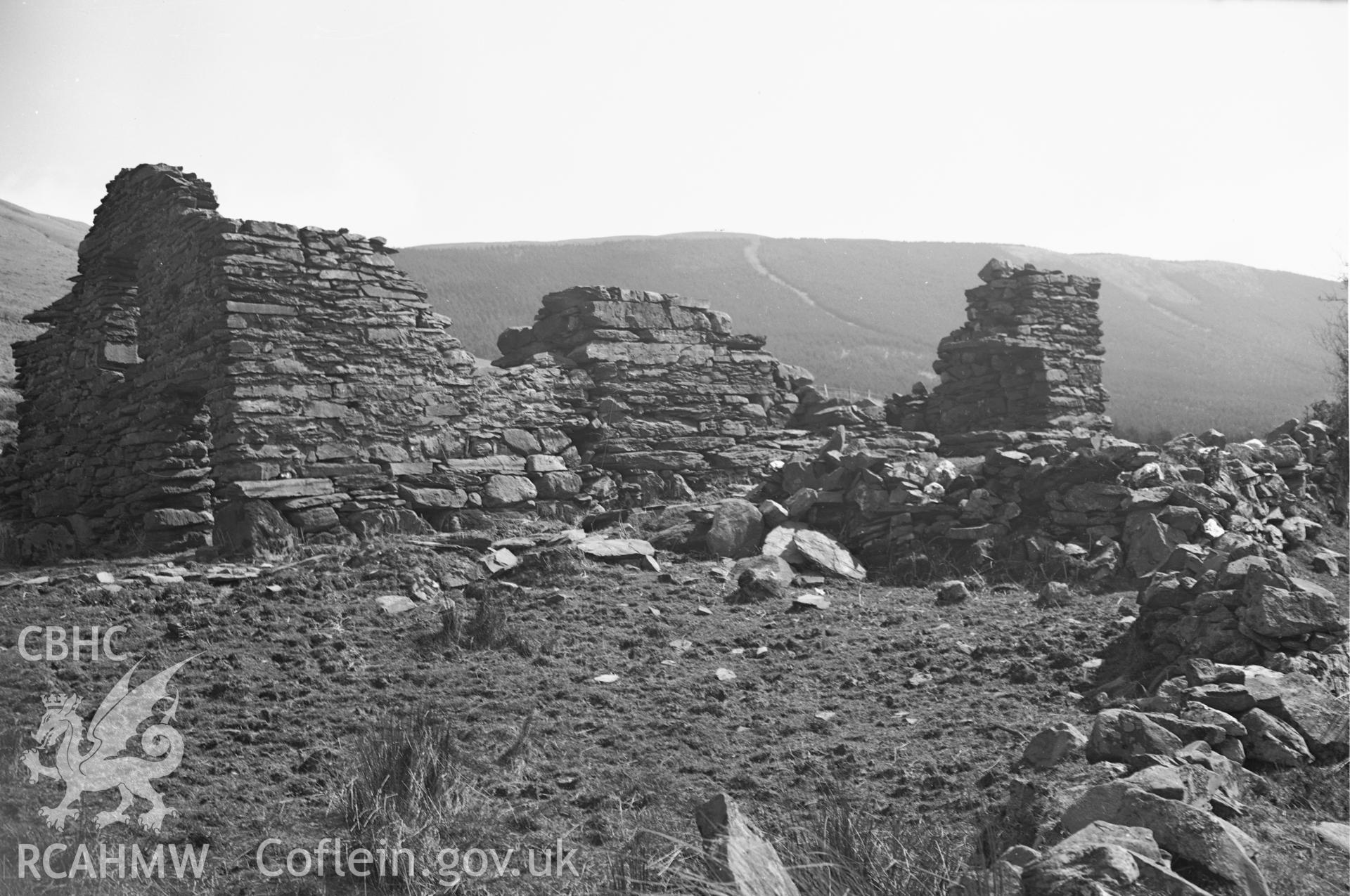 View of the ruins of Gwyndy, Dolwyddelan taken 24.04.1951.