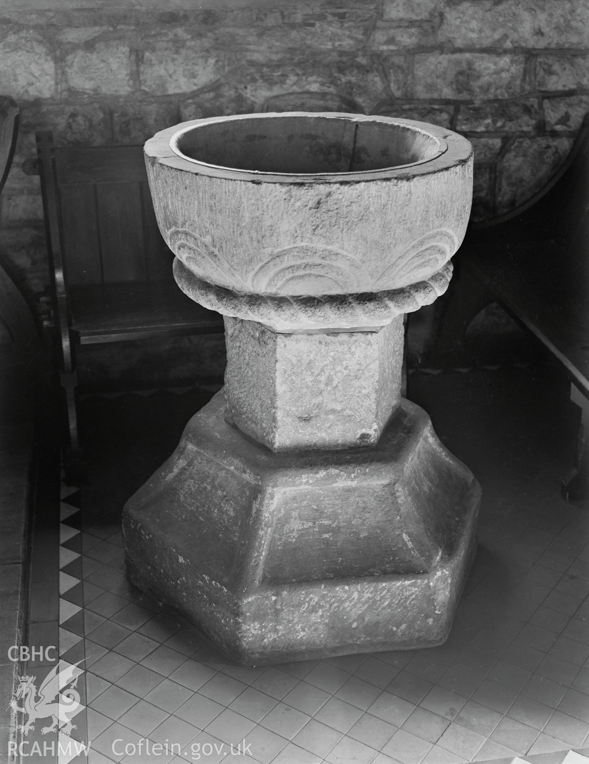 Interior view showing the font.
