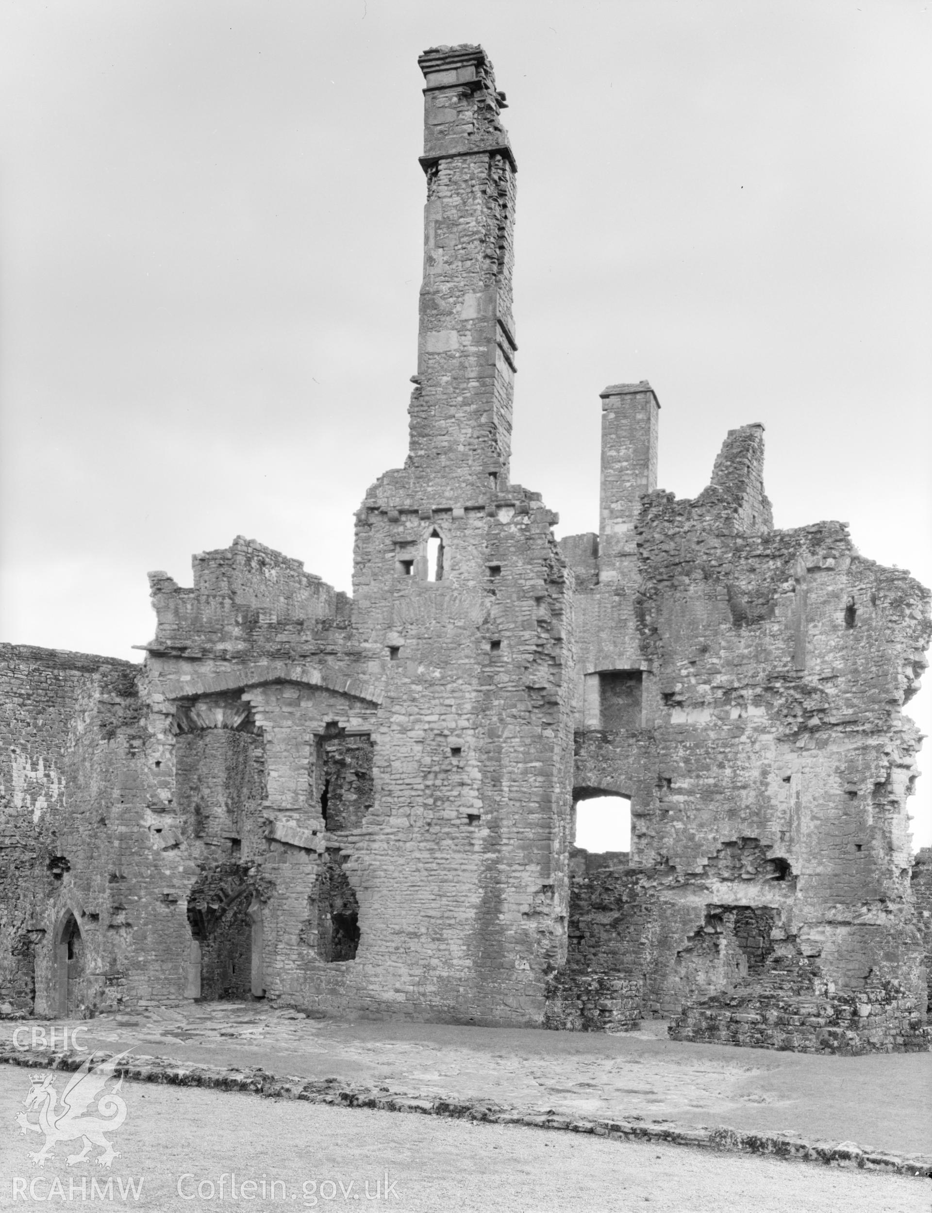 View of chimney at Coity Castle, Coity Higher taken 09.04.65.