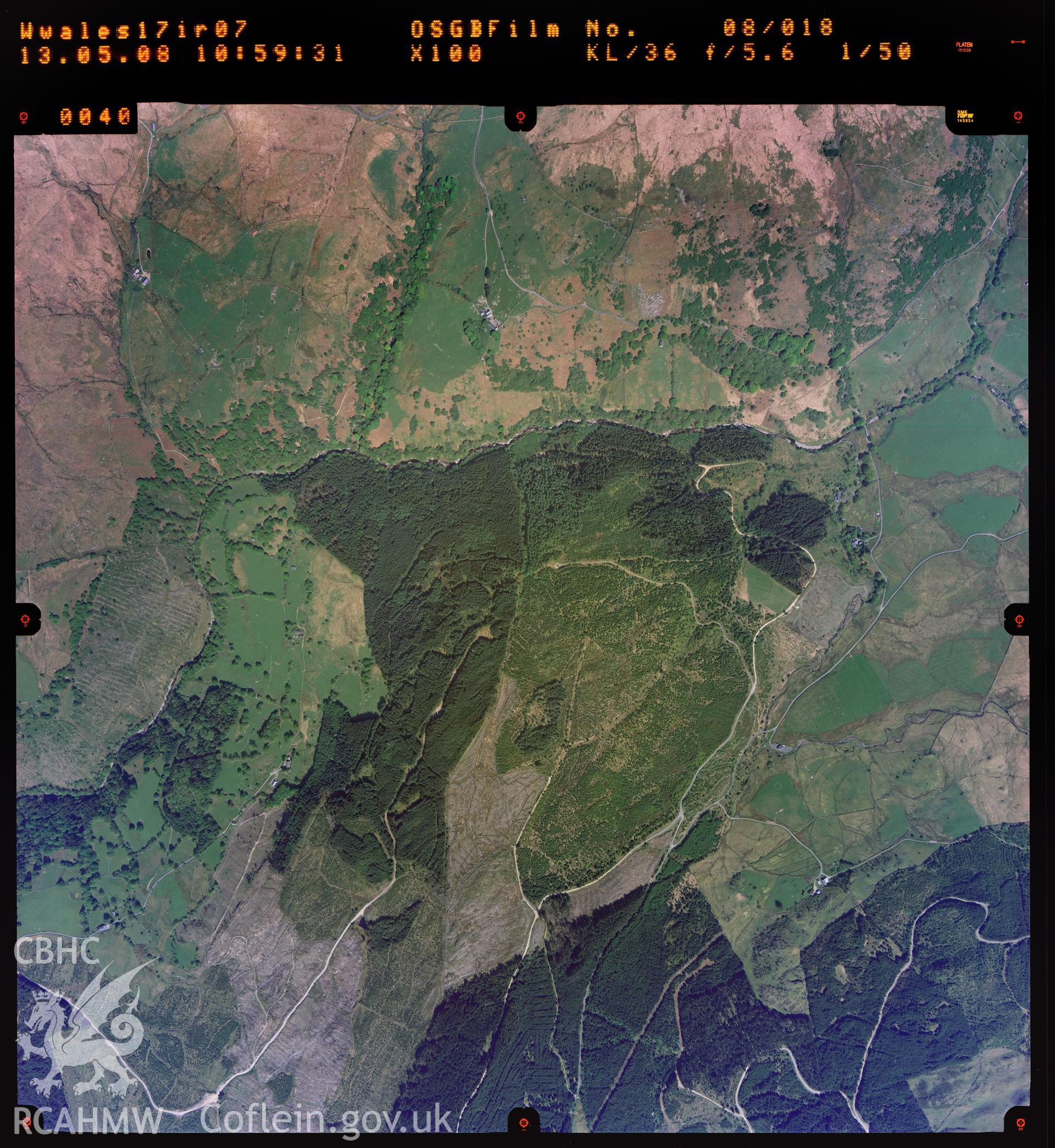 Digitized copy of a colour aerial photograph showing the area around Dyffryn Rheidol, Cardiganshire. SN6180., taken by Ordnance Survey, 2008.