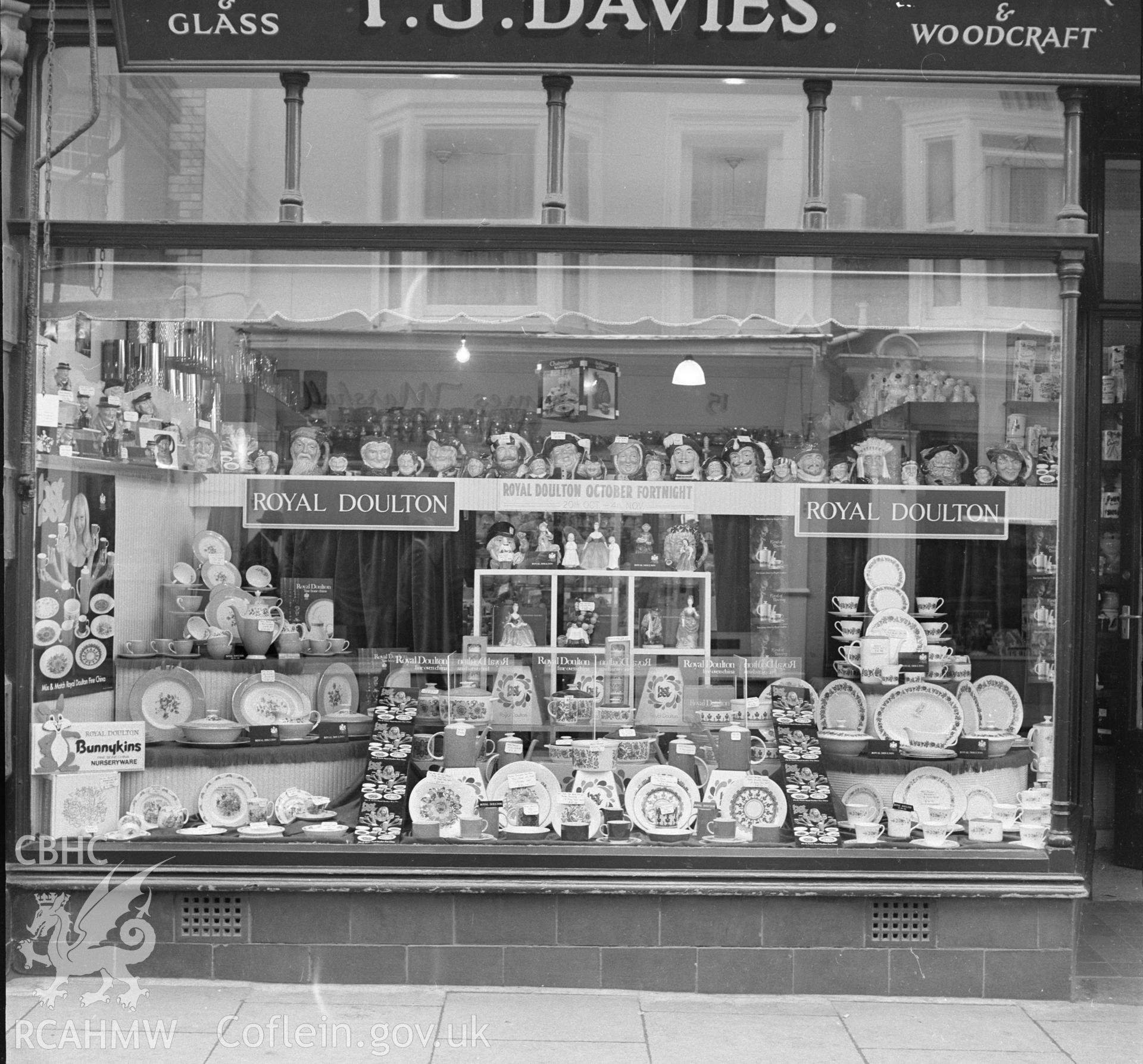 Exterior view of Davies the Jewellers on Terrace Road, Aberystwyth taken 30.10.1972
