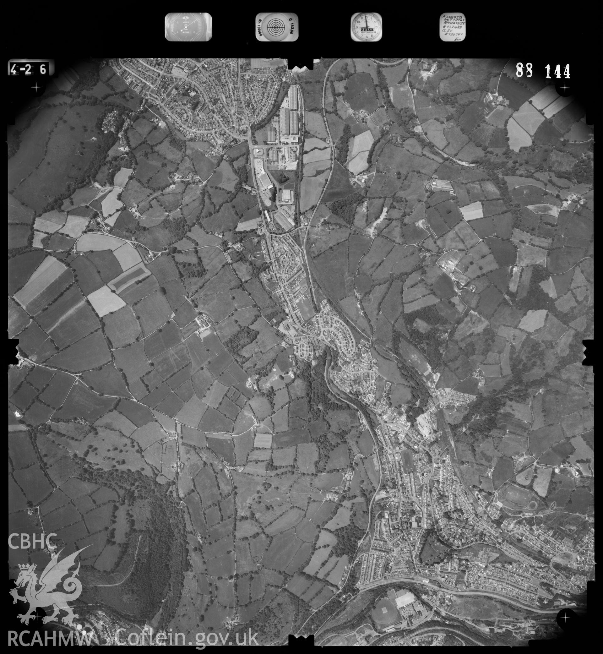 Digitized copy of an aerial photograph showing Newbridge area, taken by Ordnance Survey, 1988.