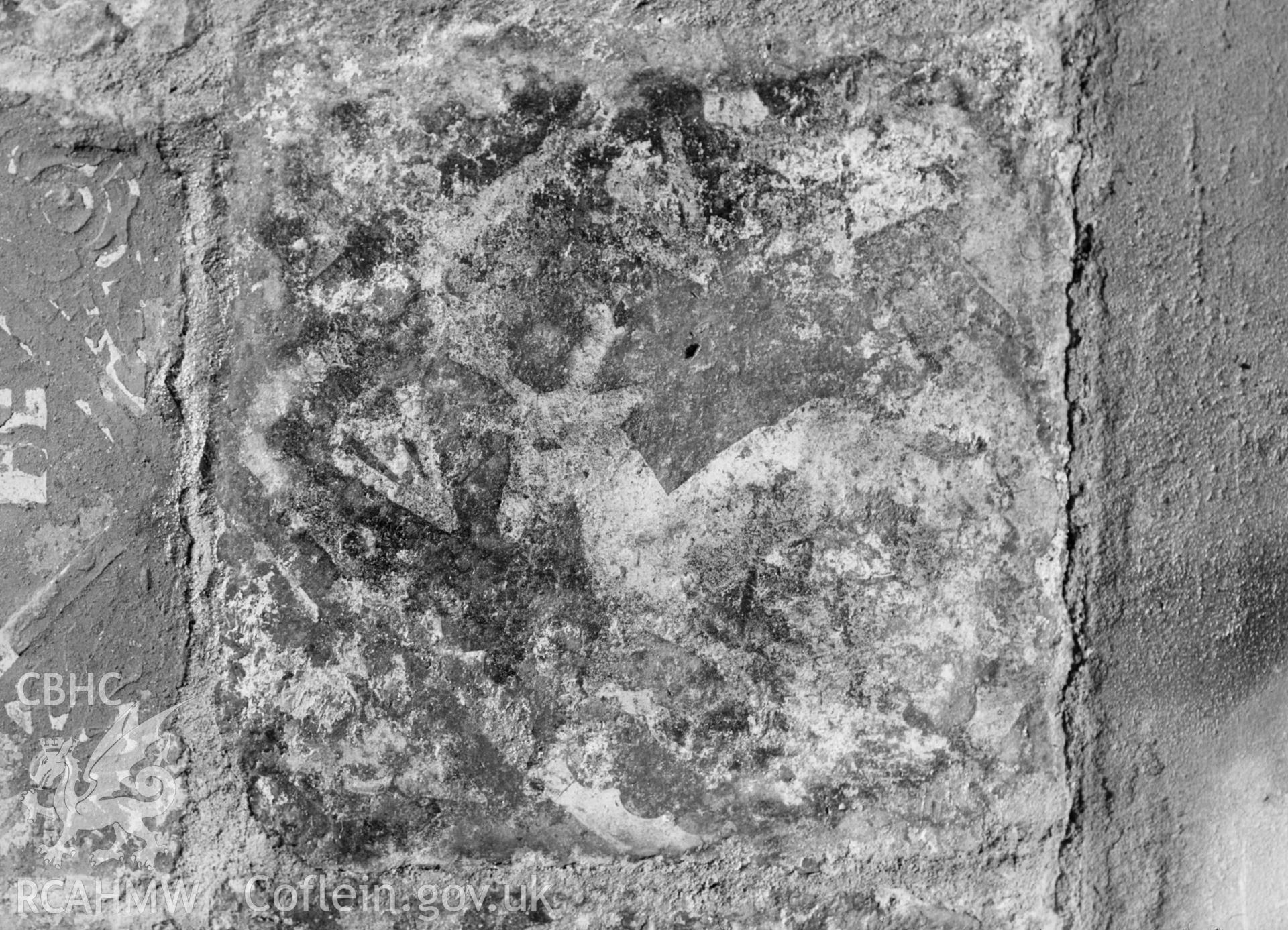 View of floor tile from Ewenny Priory, taken by Clayton pre-1950.