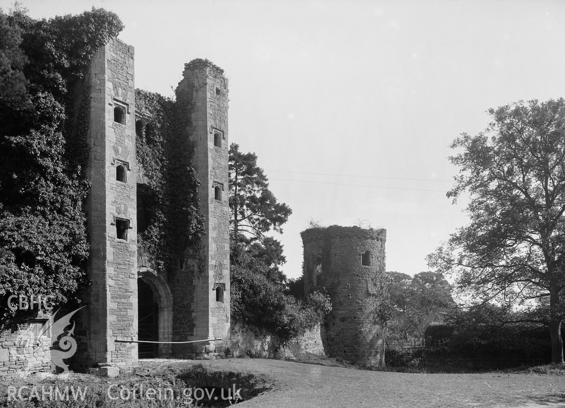 The gate and tower at Pencoed Castle from the north, taken by Clayton.