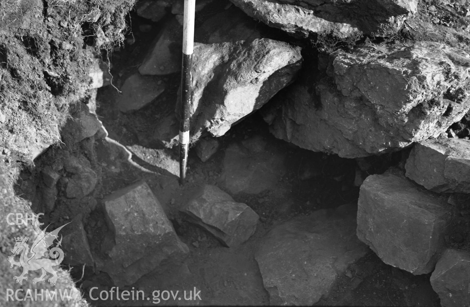View of excavation (no.27 Hut4)  at Conway  Mountain taken 17.10.1951.