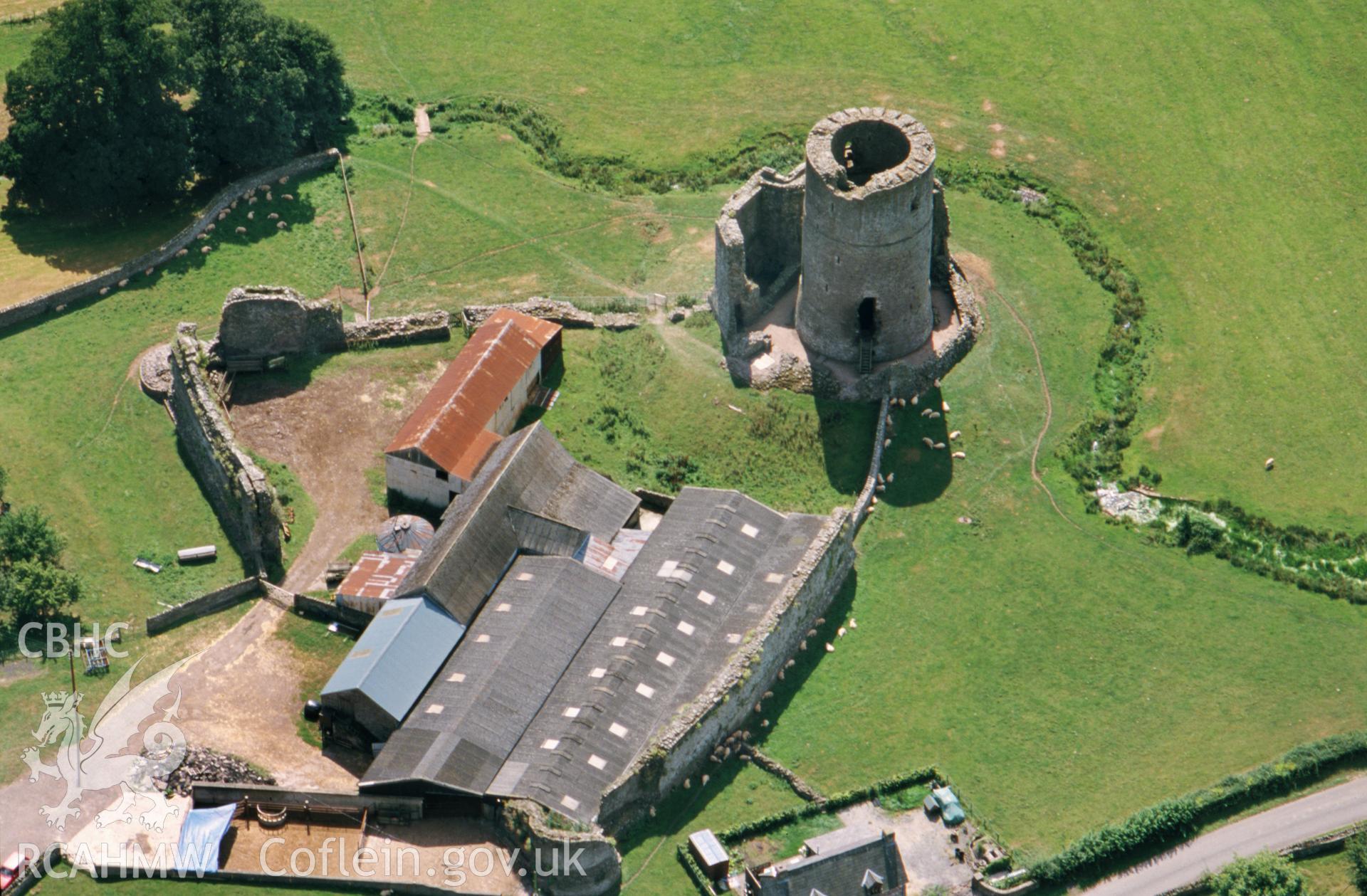 RCAHMW black and white oblique aerial photograph of Tretower Castle from the east. A stereo pair with 2003/cs/1870 Taken on 13 August 2003 by Toby Driver