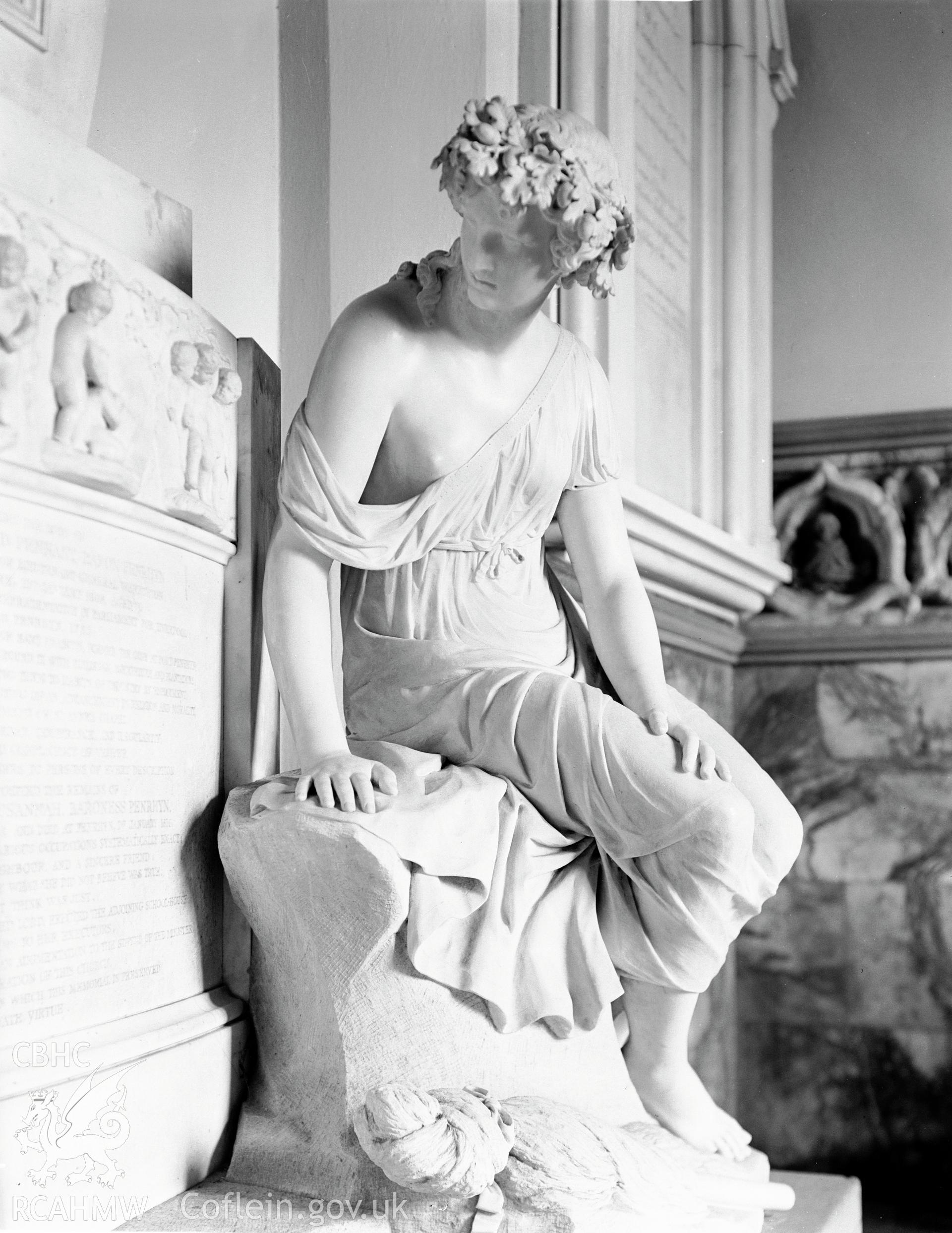 Interior view showing memorial statue.