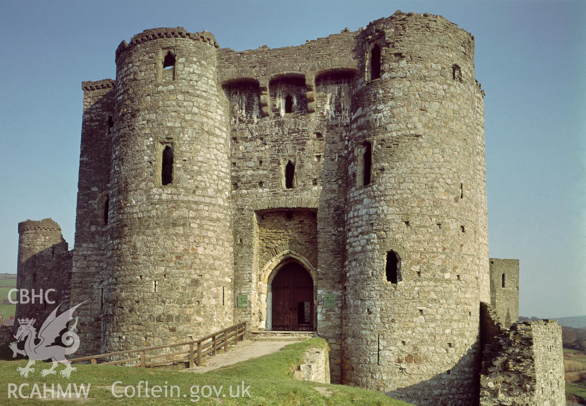 View of Kidwelly Castle taken in 1976.
